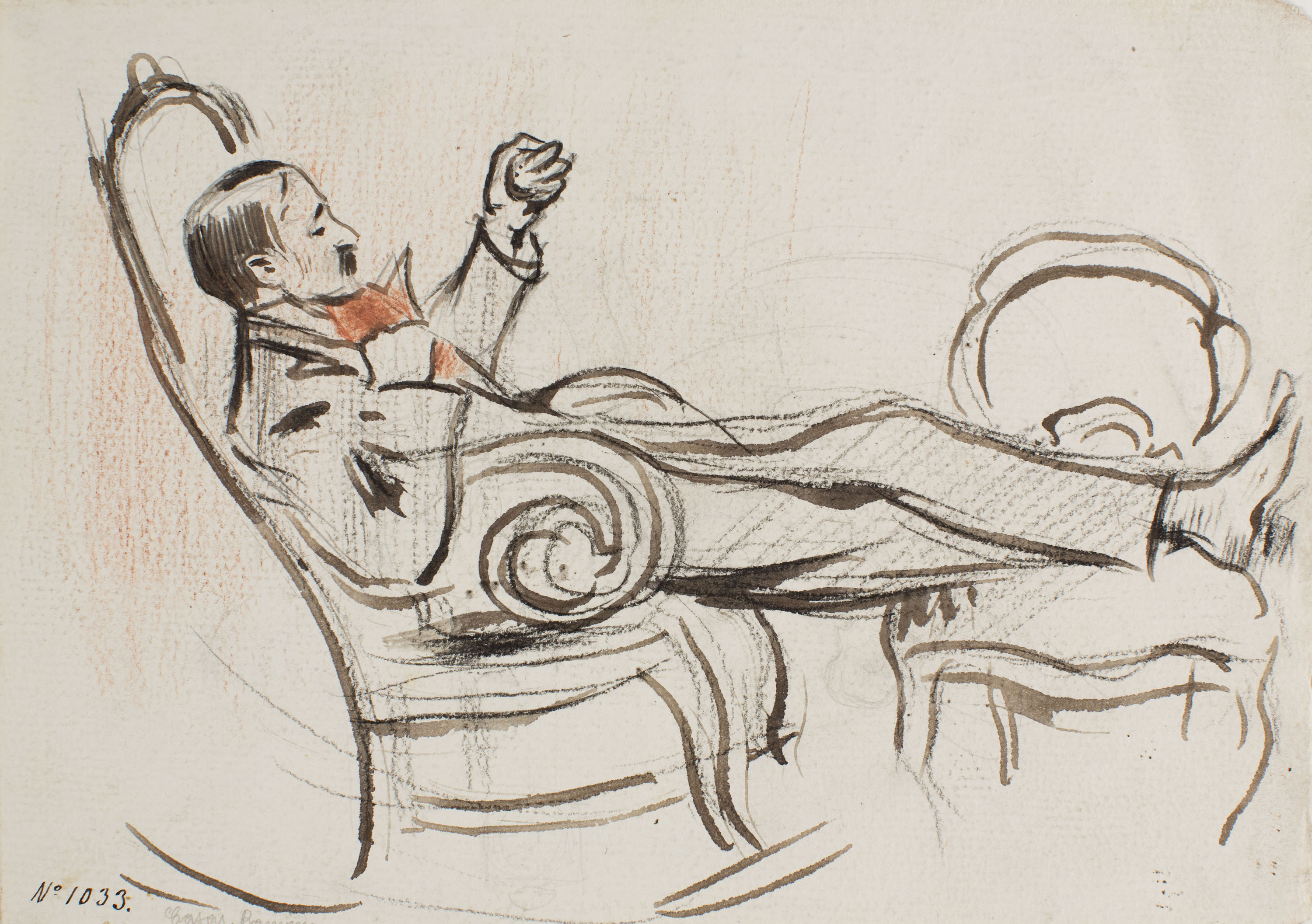 image for: Ramon Casas - Miquel Utrillo descansant (anvers) / Apunt de Miquel Utrillo descansant (revers) - Cap a 1898