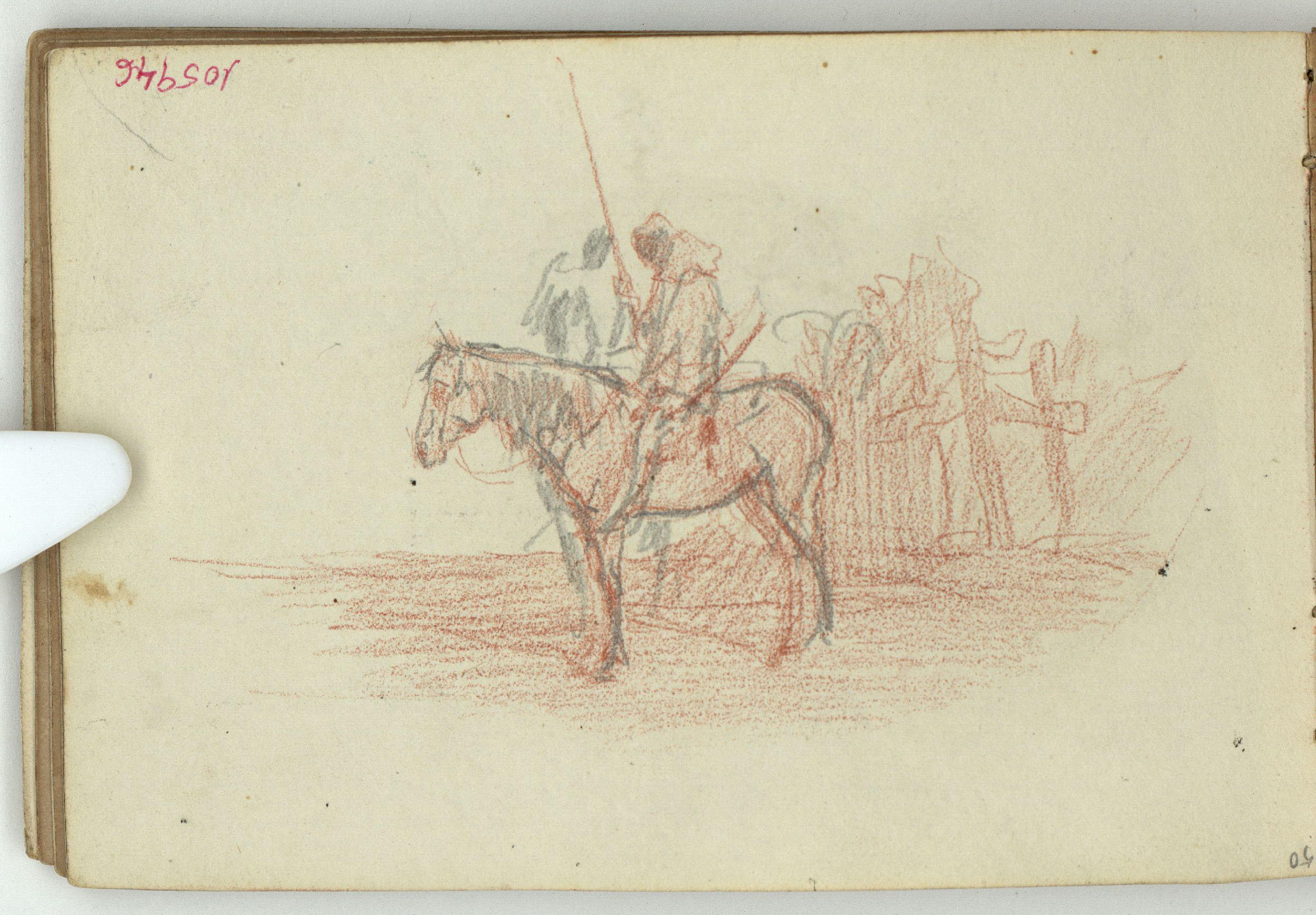 image for: Marià Fortuny - Genet marroquí a cavall (anvers) / Cotxer (revers) - Cap a 1860-1862
