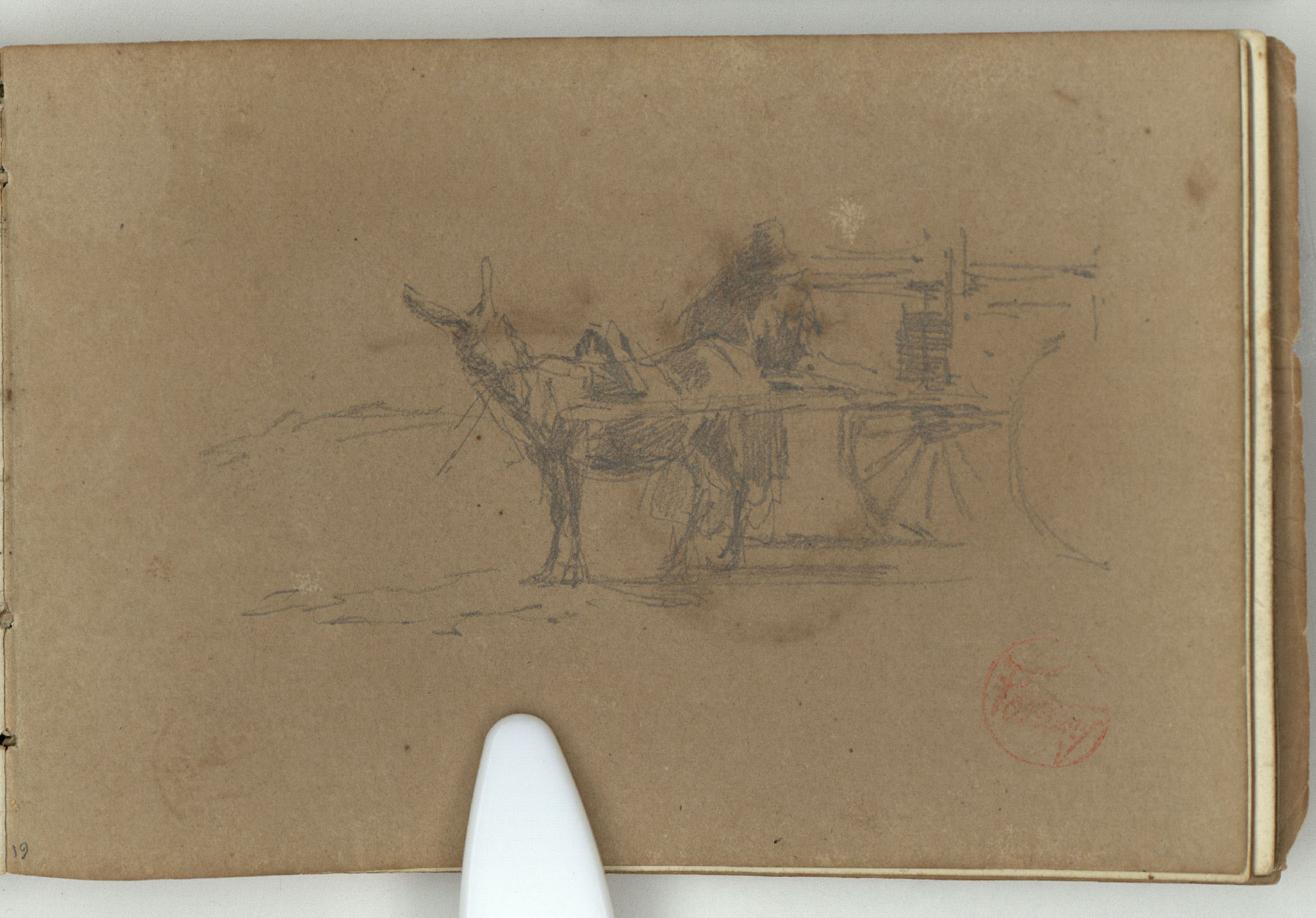 image for: Marià Fortuny - Objecte (anvers) / Ruc junyit a un carro amb cotxer (revers) - Cap a 1866-1872 [1]