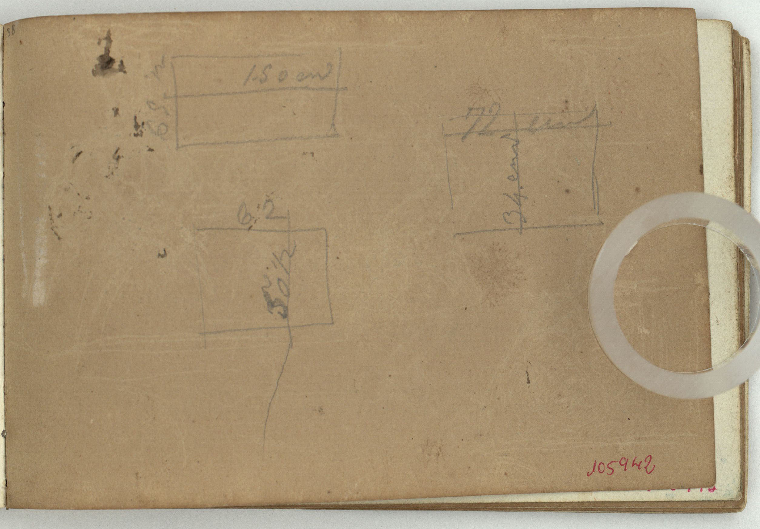 image for: Marià Fortuny - Croquis inconcret amb dimensions (anvers) / Croquis de figures (revers) - Cap a 1863-1866