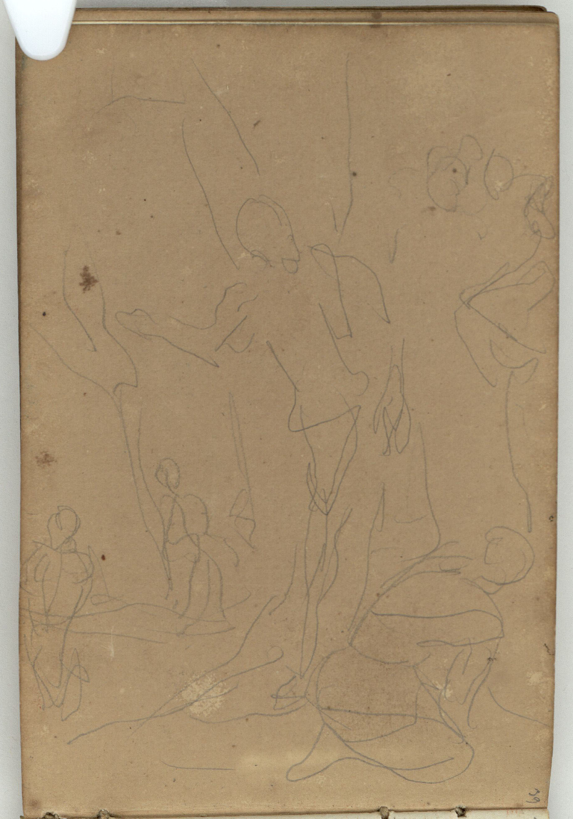 image for: Marià Fortuny - Croquis inconcret amb dimensions (anvers) / Croquis de figures (revers) - Cap a 1863-1866 [1]