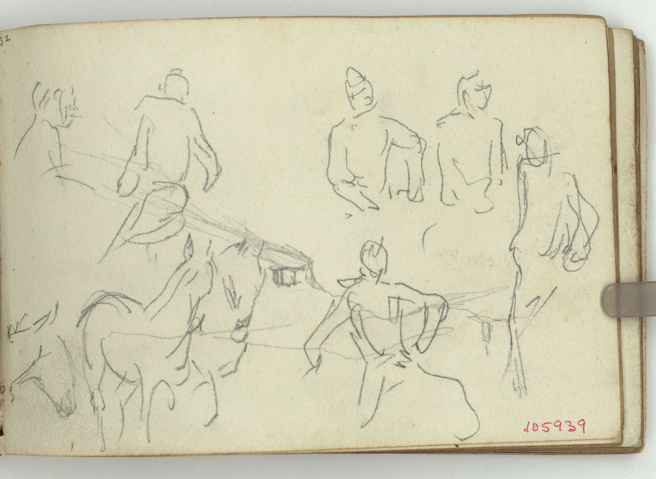image for: Marià Fortuny - Genets i cavall (anvers) / Cariàtide i figures dalt d'un carro (revers) - Cap a 1863-1866