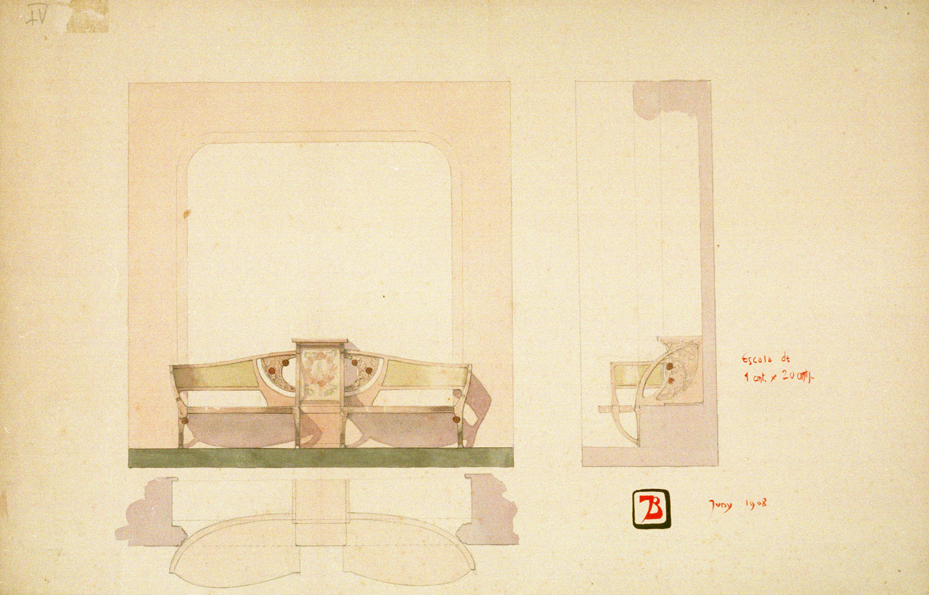 image for: Joan Busquets - Banc, vista frontal i de perfil - 1908