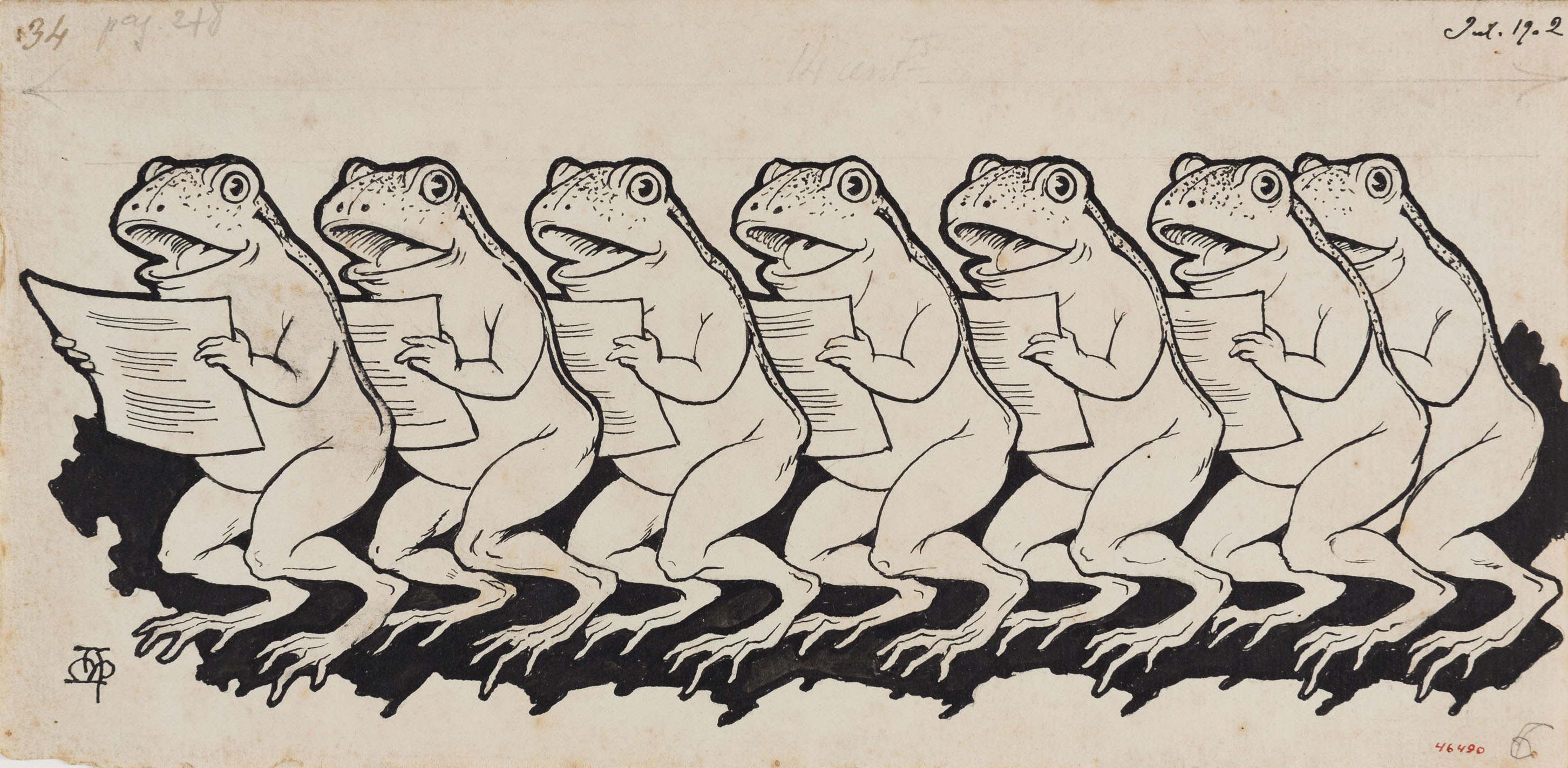 image for: Apel·les Mestres - Fris d'una coral de granotes. Culdellàntia per al poema «Liliana» d'Apel·les Mestres - 1902