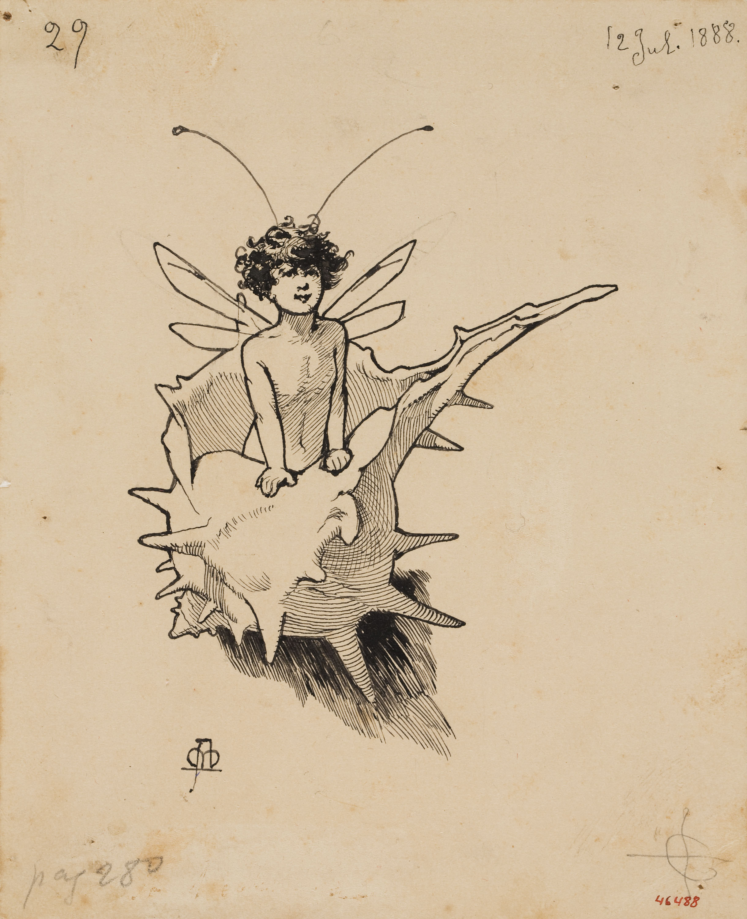 image for: Apel·les Mestres - Silf sortint de l'interior d'un cargol de mar. Culdellàntia per al poema «Liliana» d'Apel·les Mestres - 1888