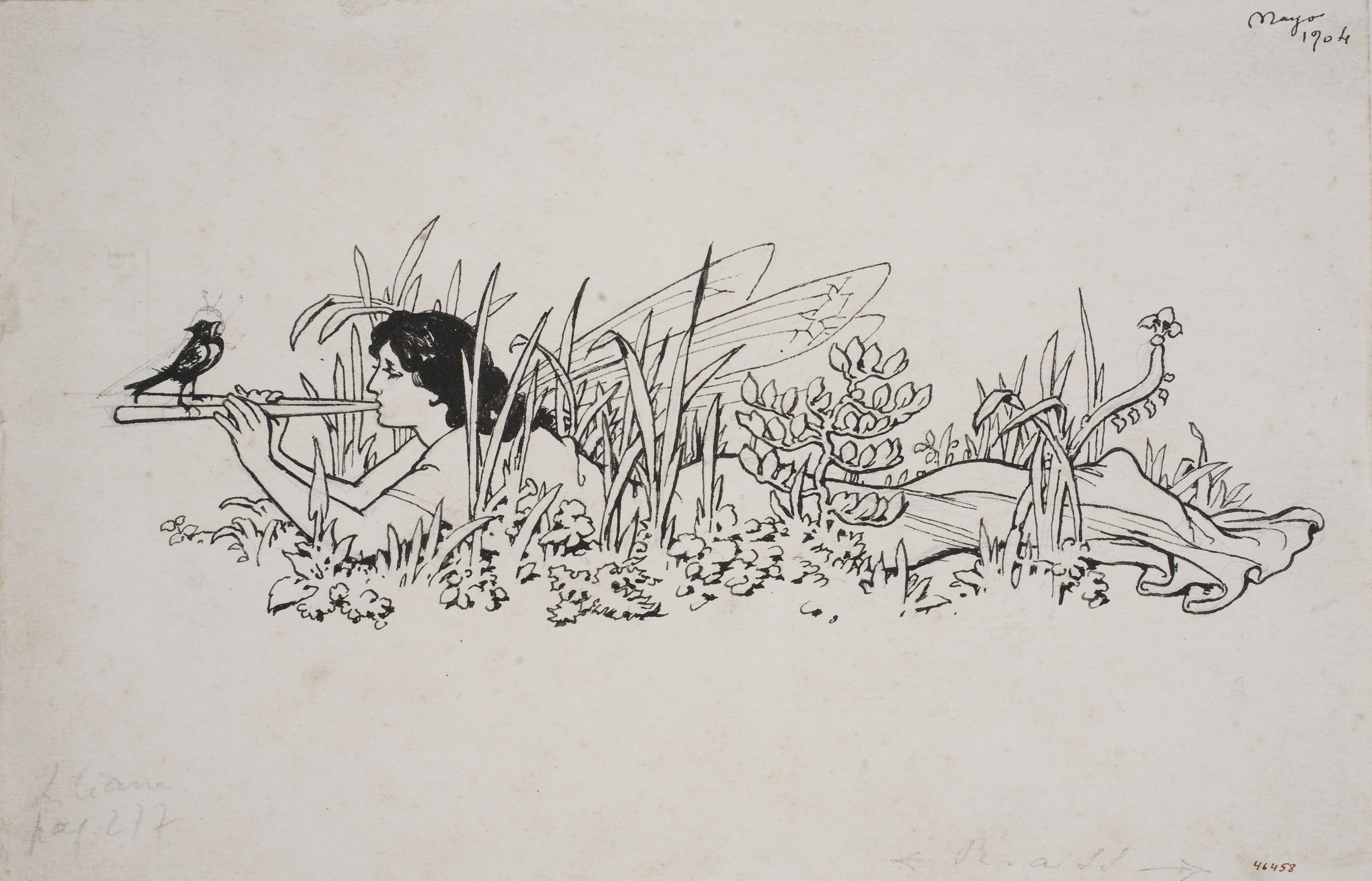 image for: Apel·les Mestres - Sílfide. Capçalera de pàgina per al poema «Liliana» d'Apel·les Mestres - 1904