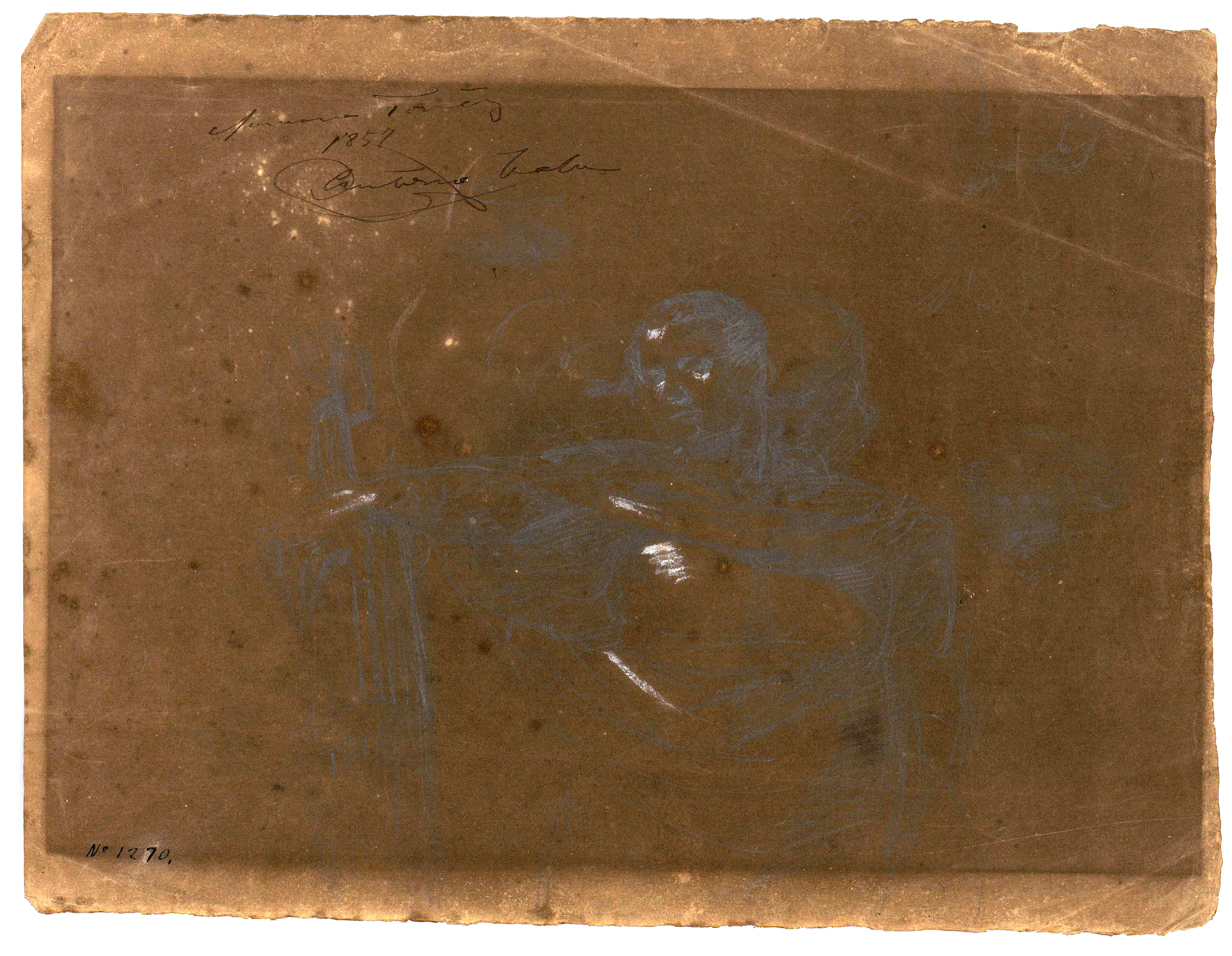 image for: Marià Fortuny - Soldat romà (anvers) / Nu masculí (revers) - Cap a 1856-1858