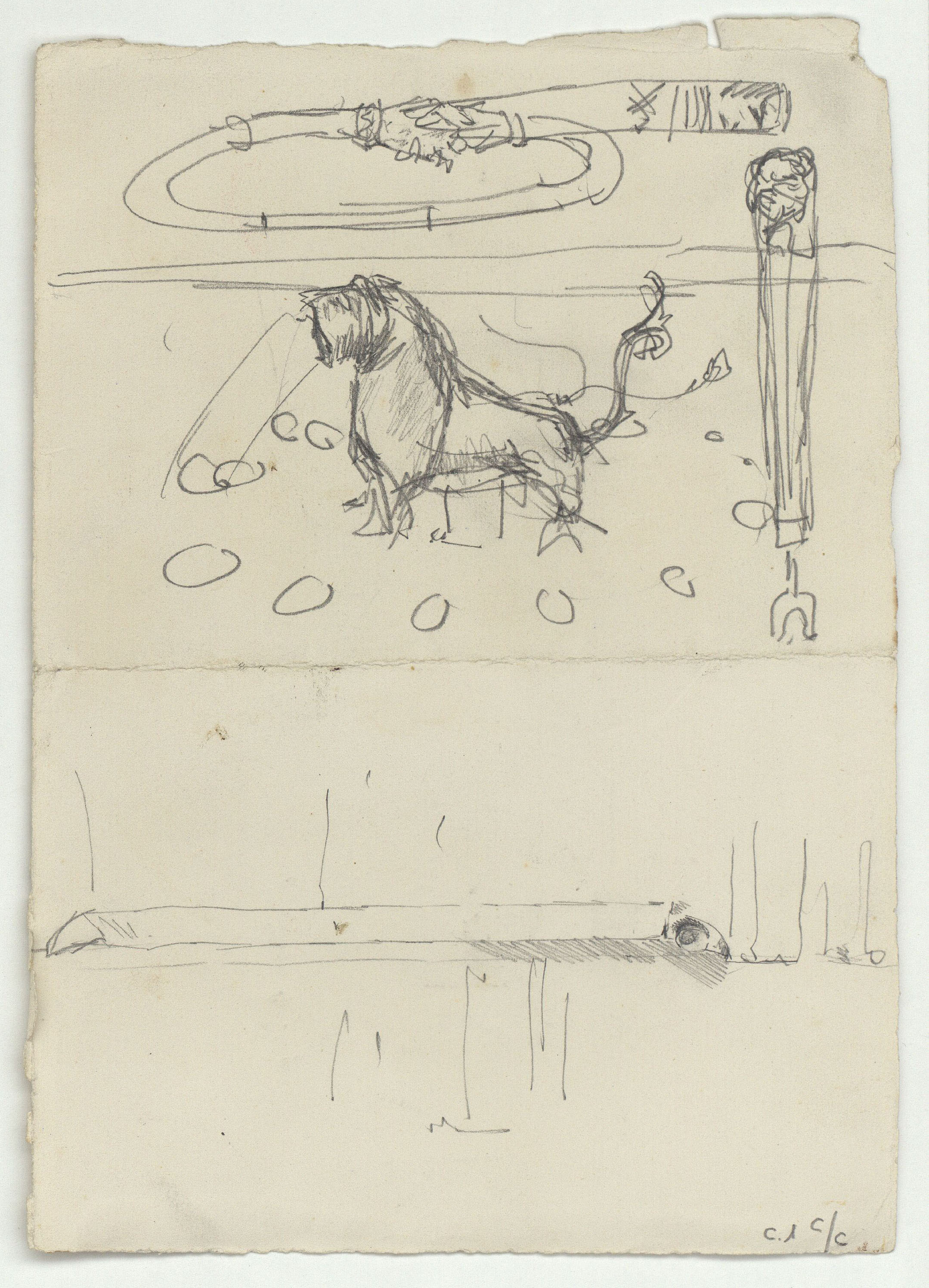 image for: Marià Fortuny - Paisatge (anvers) / Motius ornamentals d'estil musulmà i croquis inconcret (revers) - Cap a 1870-1872 [1]