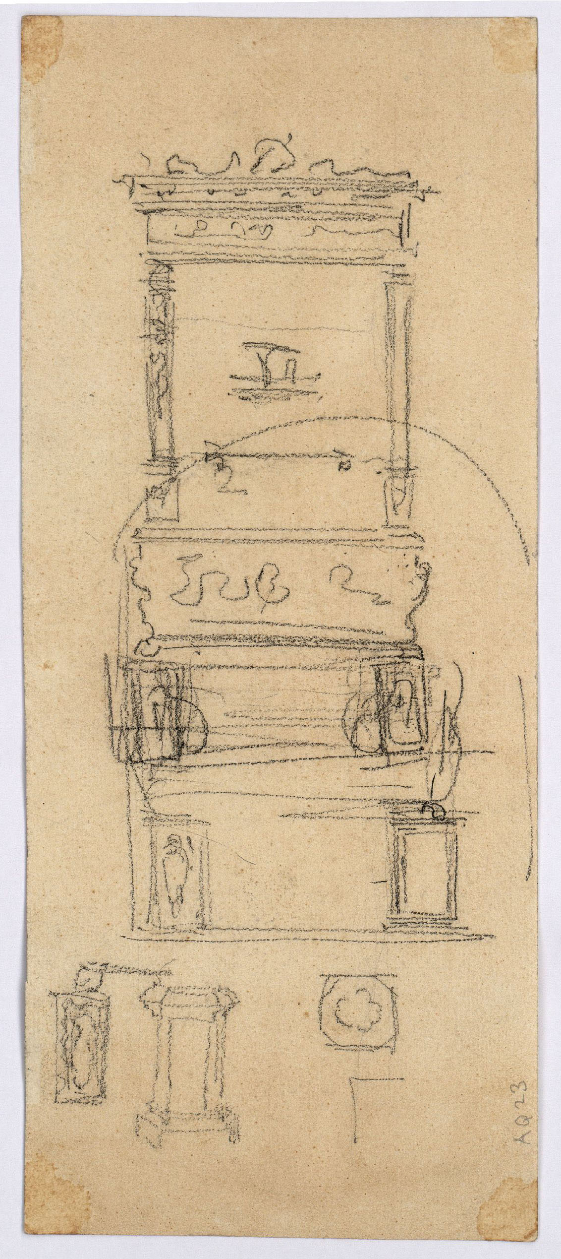 image for: Marià Fortuny - Població marroquina (anvers) / Motius arquitectònics (revers) - Cap a 1860-1862 [1]