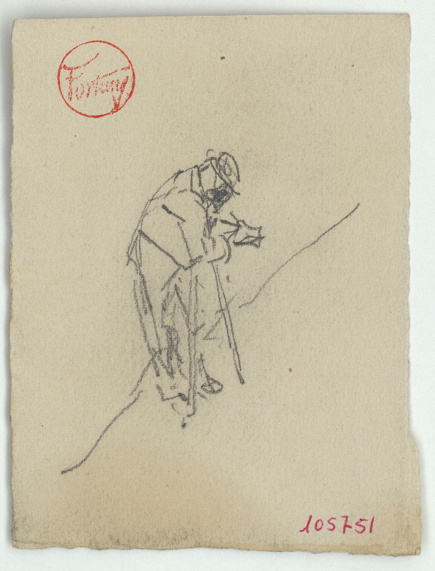 image for: Marià Fortuny - Esbós d'home amb crosses - Cap a 1871