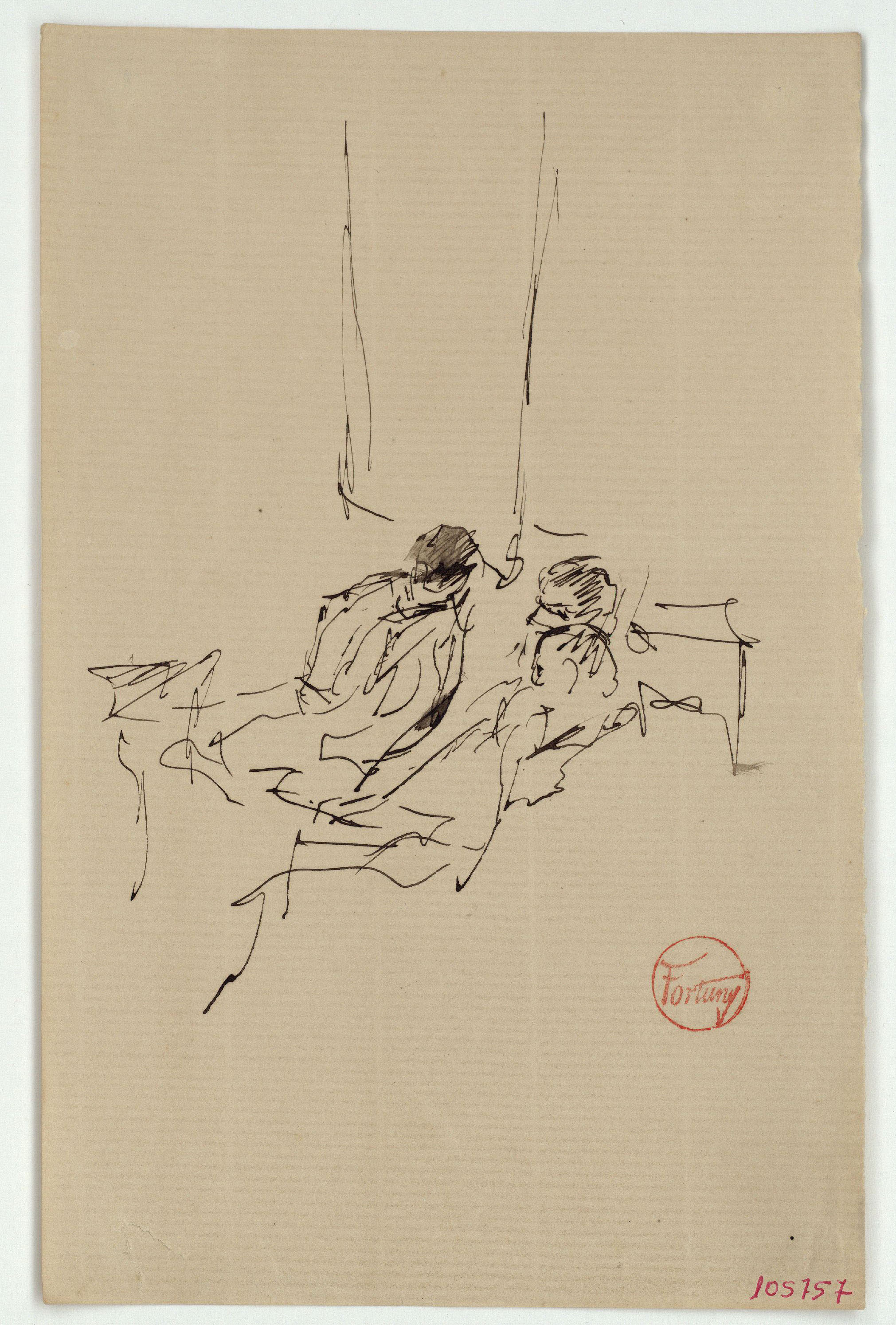 image for: Marià Fortuny - Croquis de figures assegudes - Cap a 1867-1870