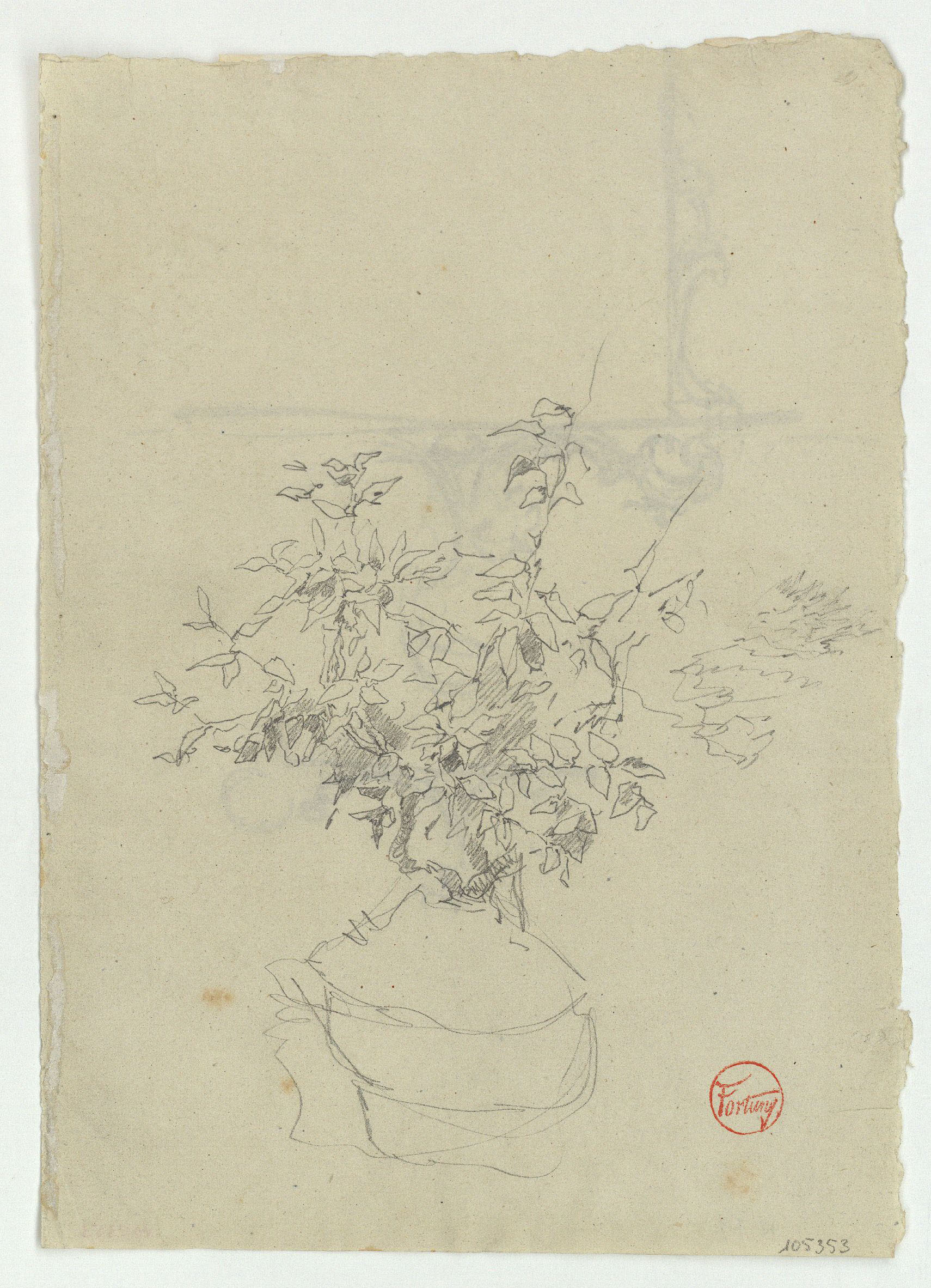 image for: Marià Fortuny - Tornapuntes (anvers) / Arbust (revers) - Cap a 1863-1870 [1]