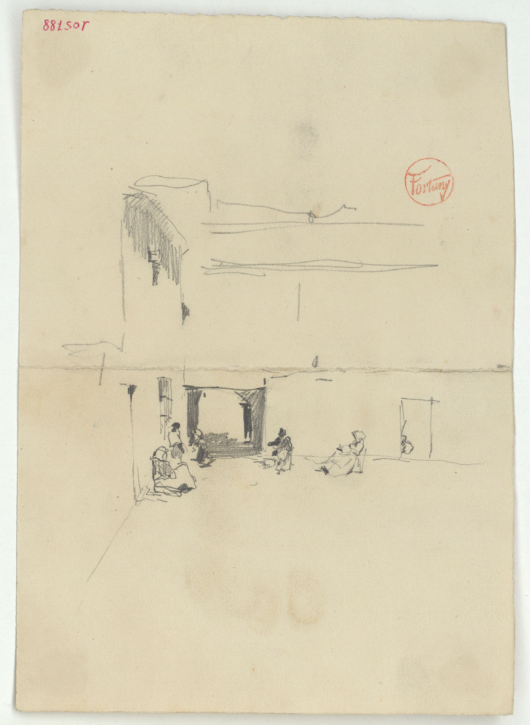 image for: Marià Fortuny - Figures femenines en un carrer o un pati interior - Cap a 1870-1872