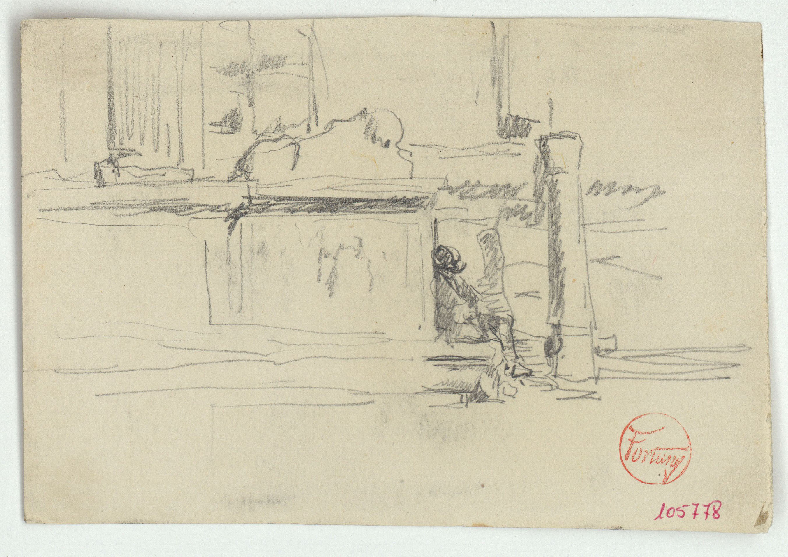 image for: Marià Fortuny - Figura asseguda al basament d'un edifici - Cap a 1867-1872