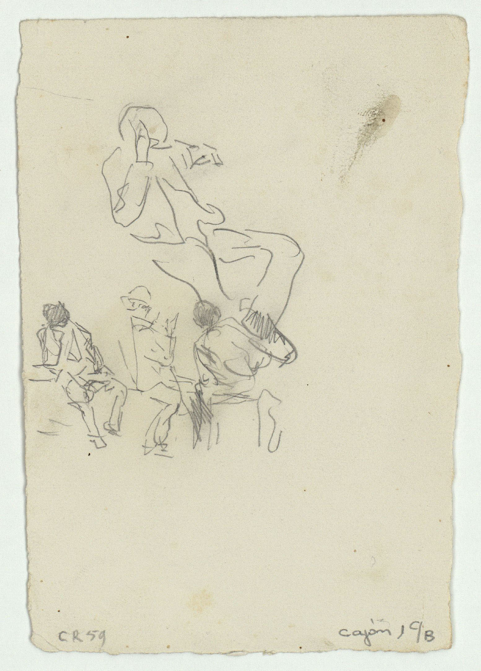 image for: Marià Fortuny - Dona asseguda a terra (anvers) / Figures assegudes (revers) - Cap a 1867-1874 [1]