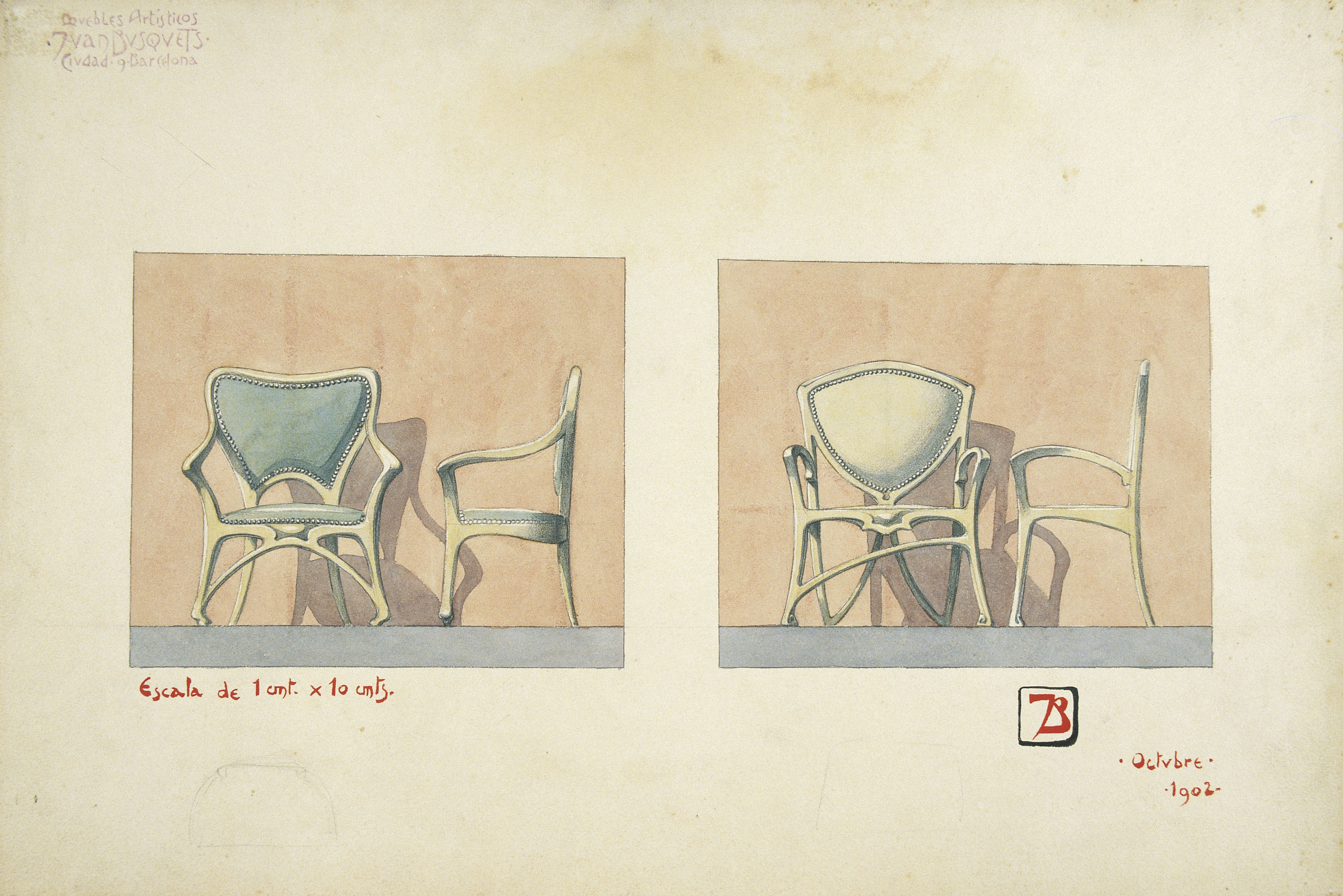 image for: Joan Busquets - Butaques, vista frontal i de perfil - 1902