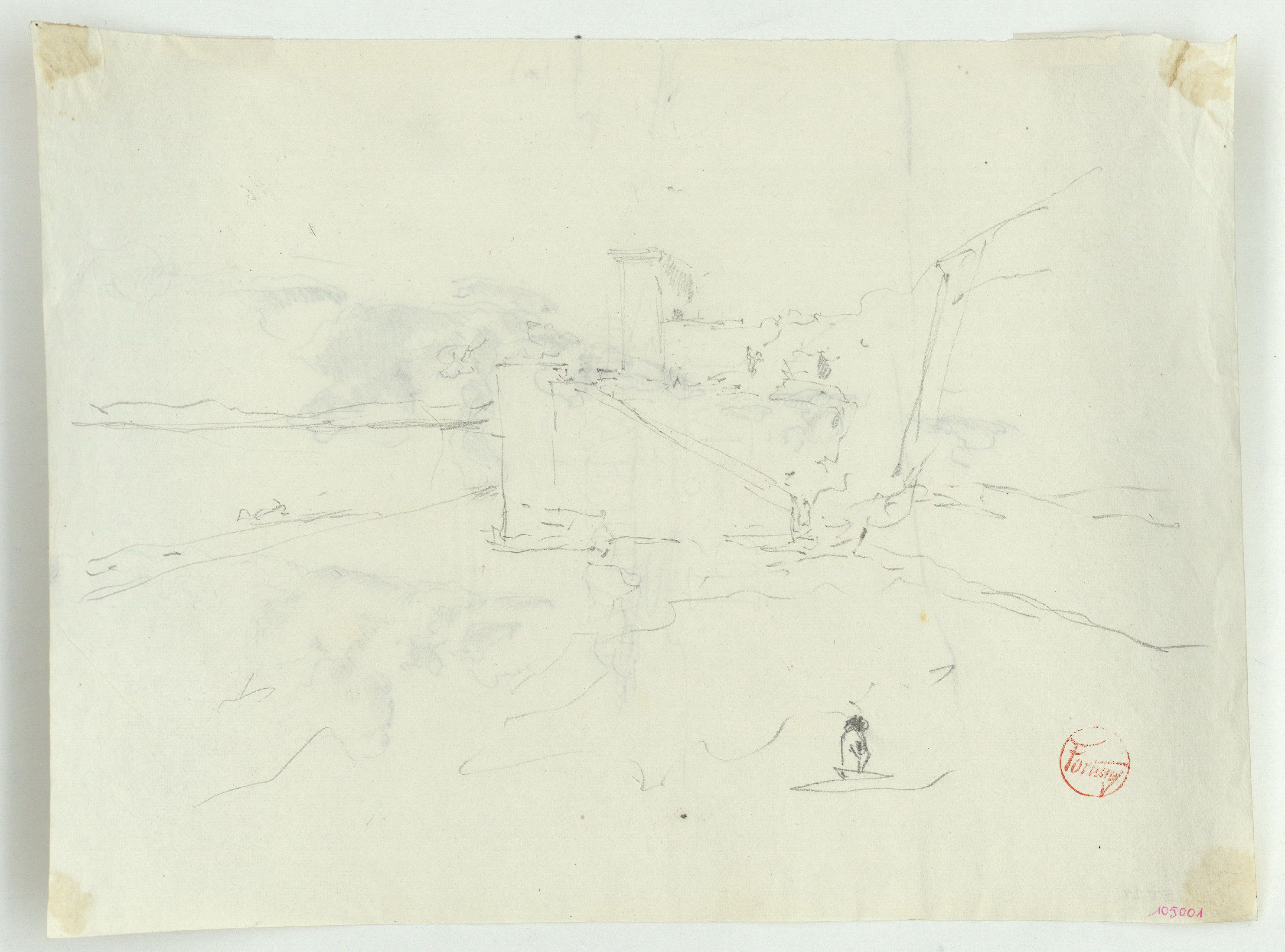 image for: Marià Fortuny - Estudi per al quadre «Platja de Portici» (anvers) / Estudi per al quadre «Platja de Portici» (revers) - Cap a 1874