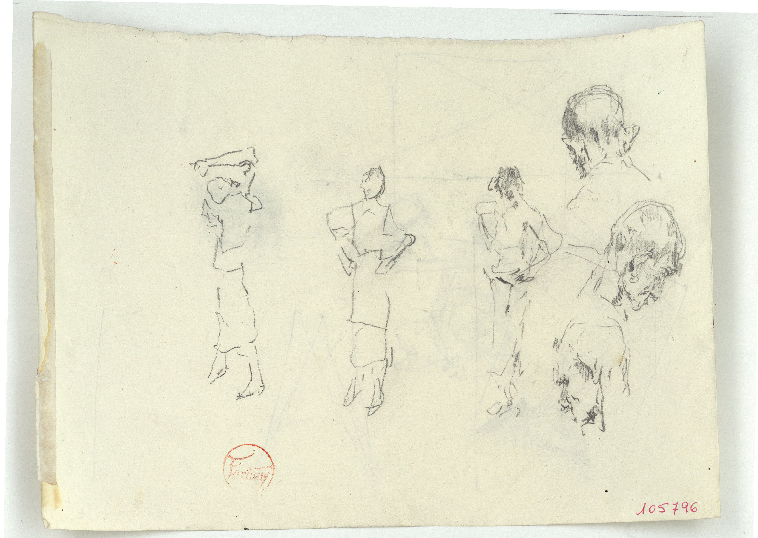 image for: Marià Fortuny - Figures i caps de vells (anvers) / Figures masculines i formes geomètriques (revers) - Cap a 1870-1872