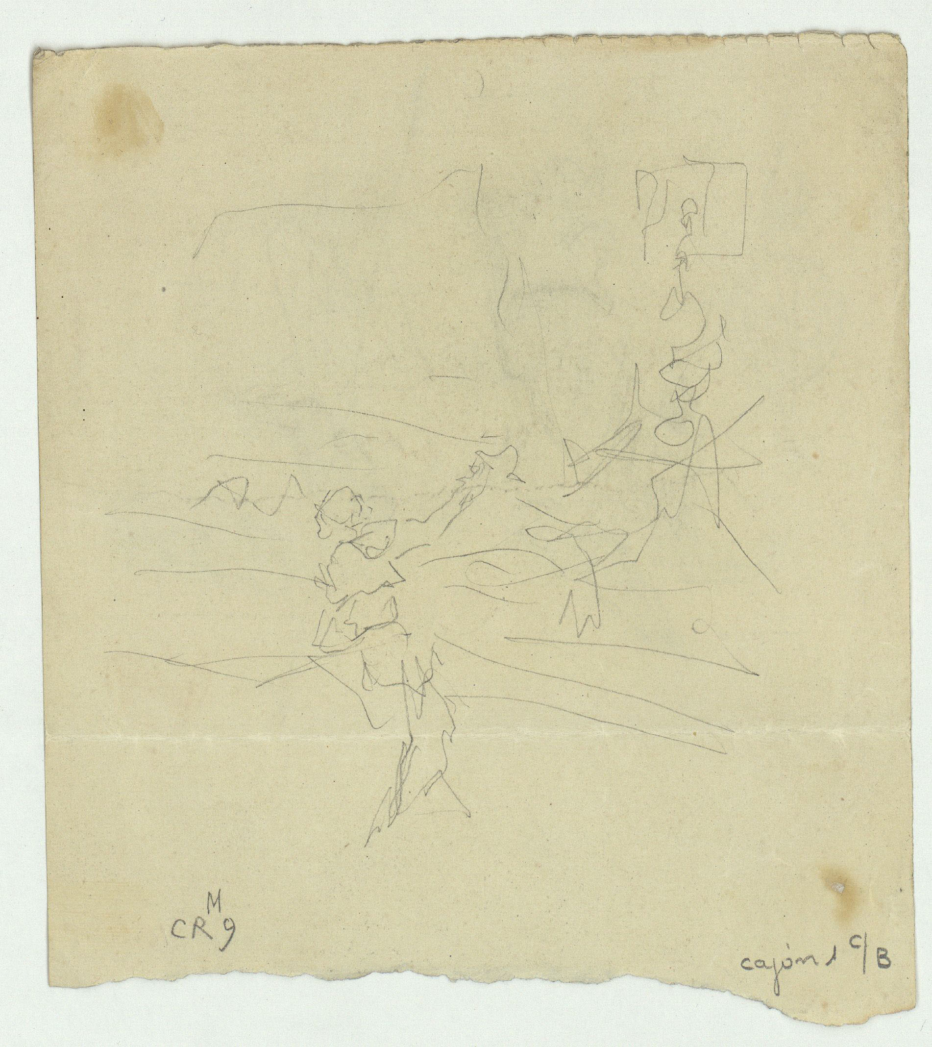 image for: Marià Fortuny - Croquis de figures (anvers) / Croquis inconcret (revers) - Cap a 1866-1872 [1]