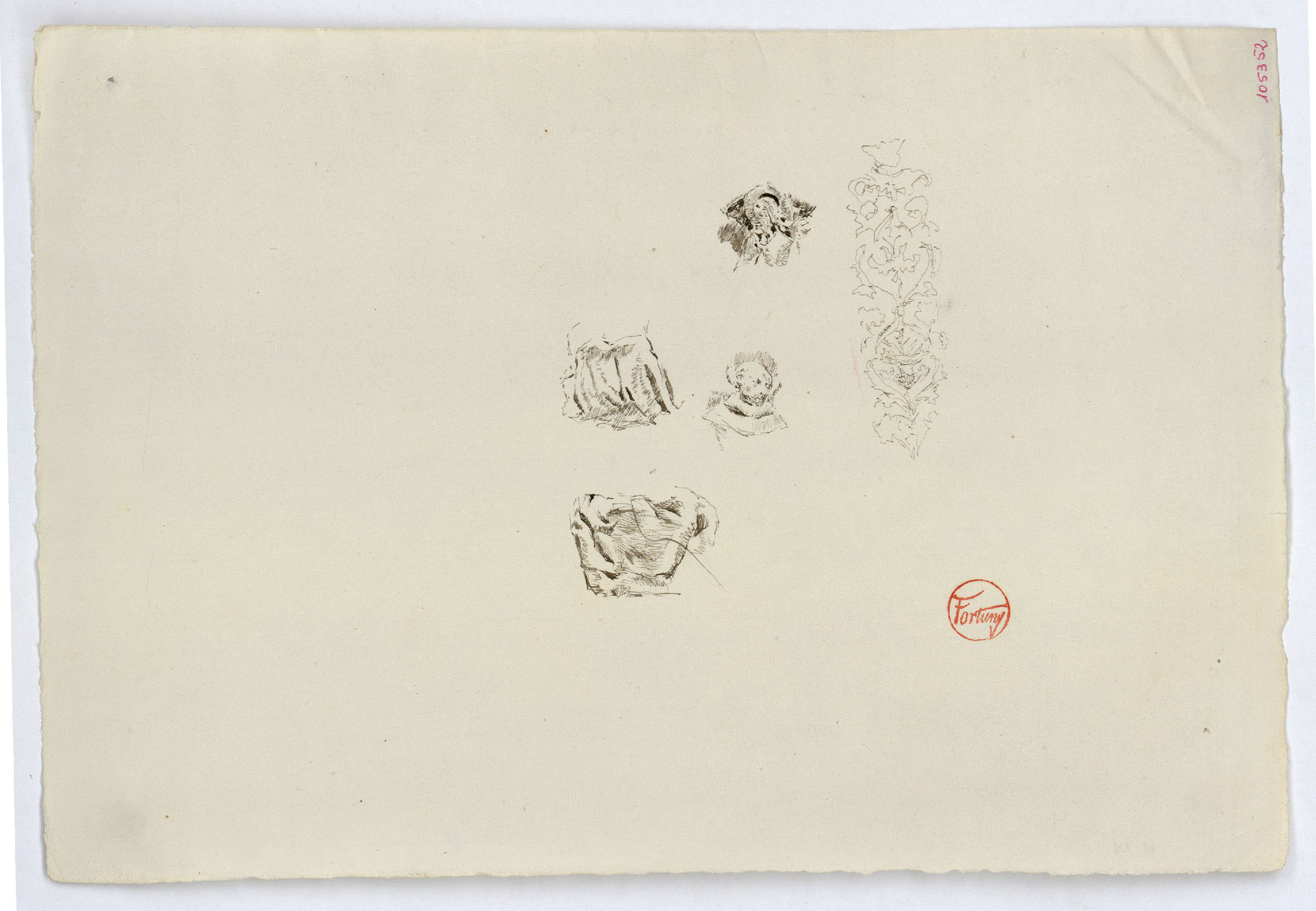 image for: Marià Fortuny - Detall de vestimentes, caps de sants i sanefa - Cap a 1867-1874