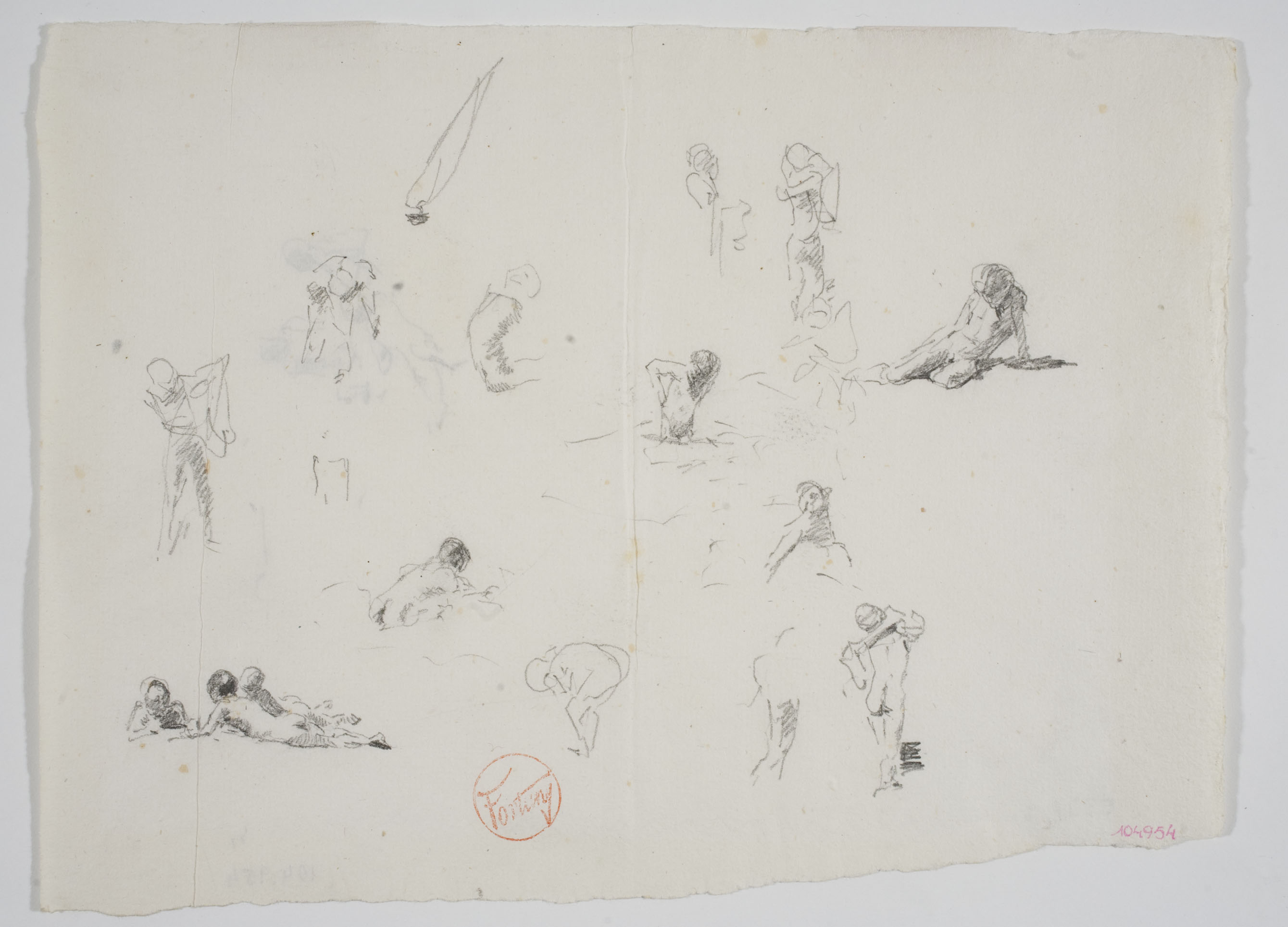 image for: Marià Fortuny - Estudi per al quadre «Platja de Portici» (anvers) / Estudi per al quadre «Platja de Portici» (revers) - Cap a 1874