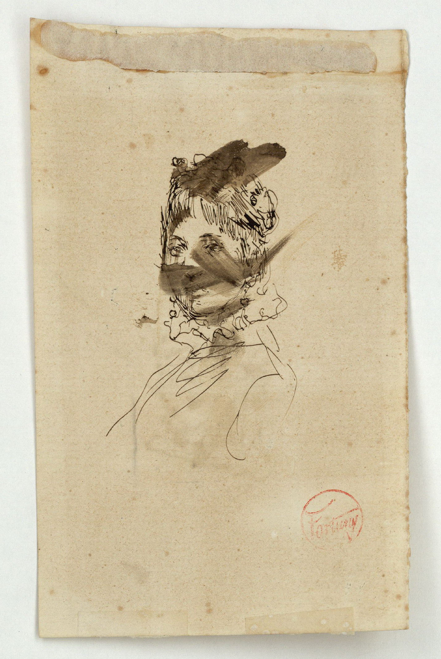 image for: Marià Fortuny - Retrat de dona (anvers) / Estudi per al quadre «La vicaria» (revers) - Cap a 1870-1874