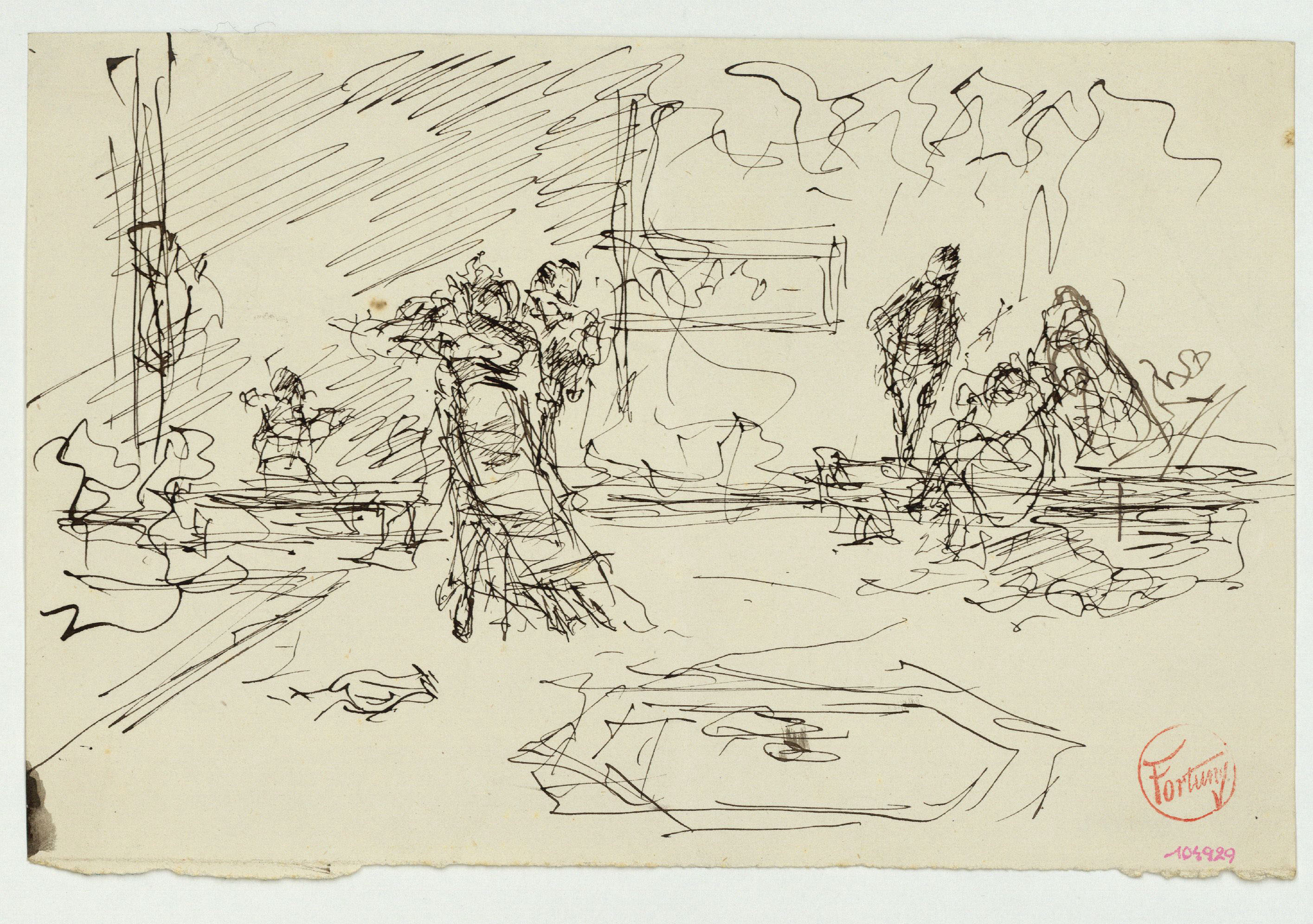 image for: Marià Fortuny - Estudi per al quadre «El jardí dels poetes» - Cap a 1871