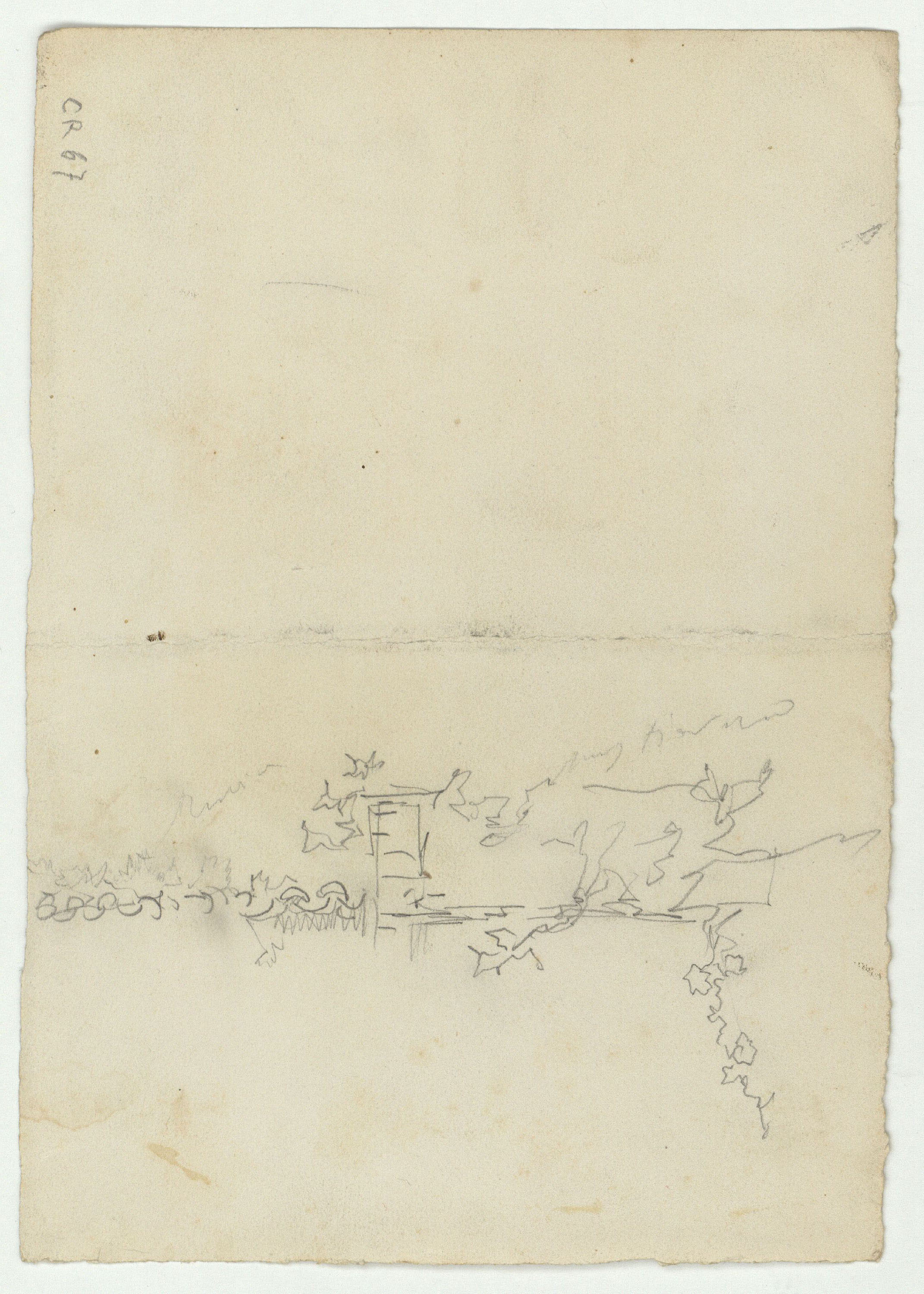 image for: Marià Fortuny - Esbós d'un edifici (anvers) / Esbós d'un mur (revers) - Cap a 1863-1874 [1]