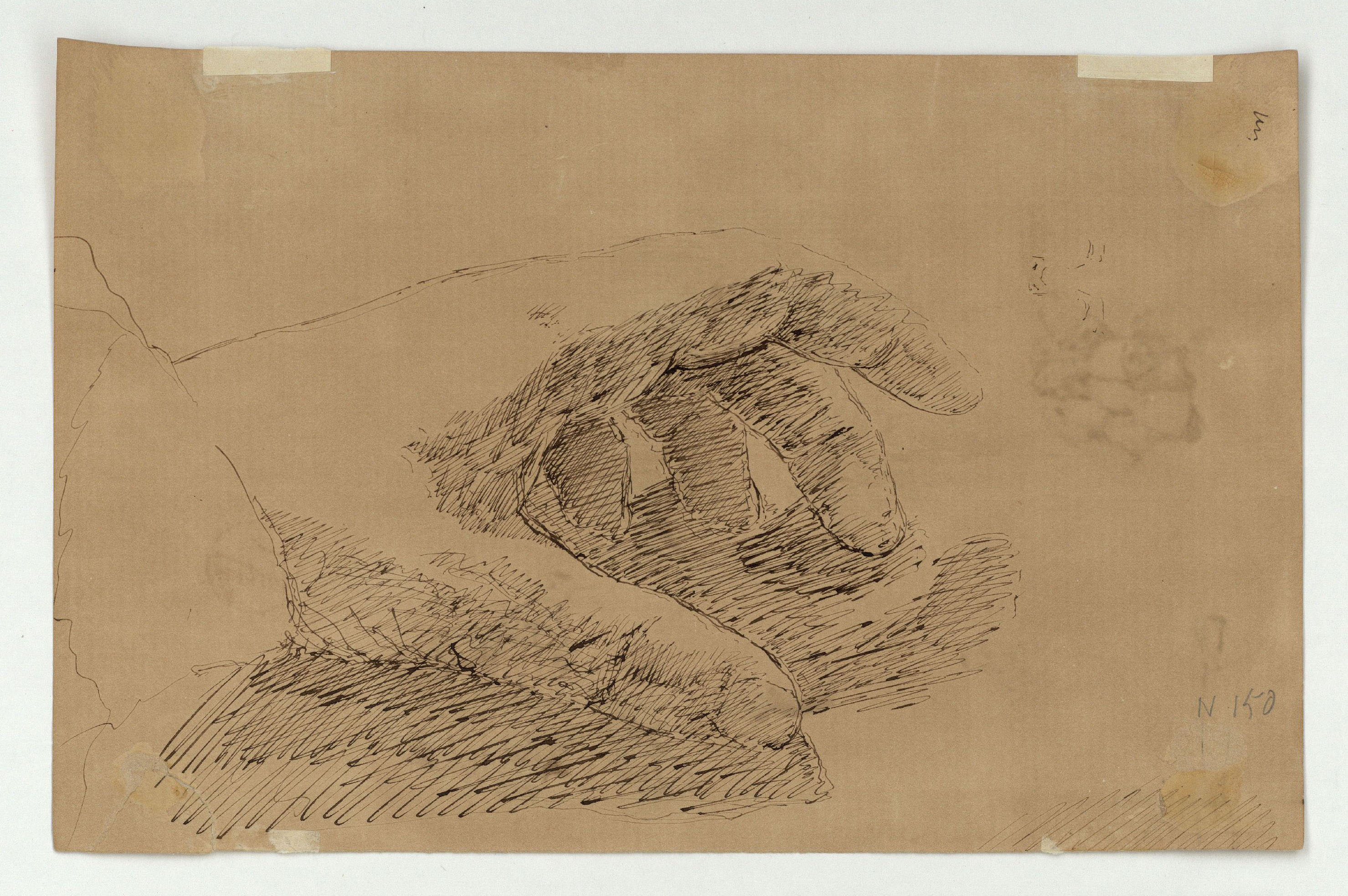 image for: Marià Fortuny - Diversos objectes (anvers) / Estudi acadèmic de mà (revers) - Cap a 1870-1872 [1]