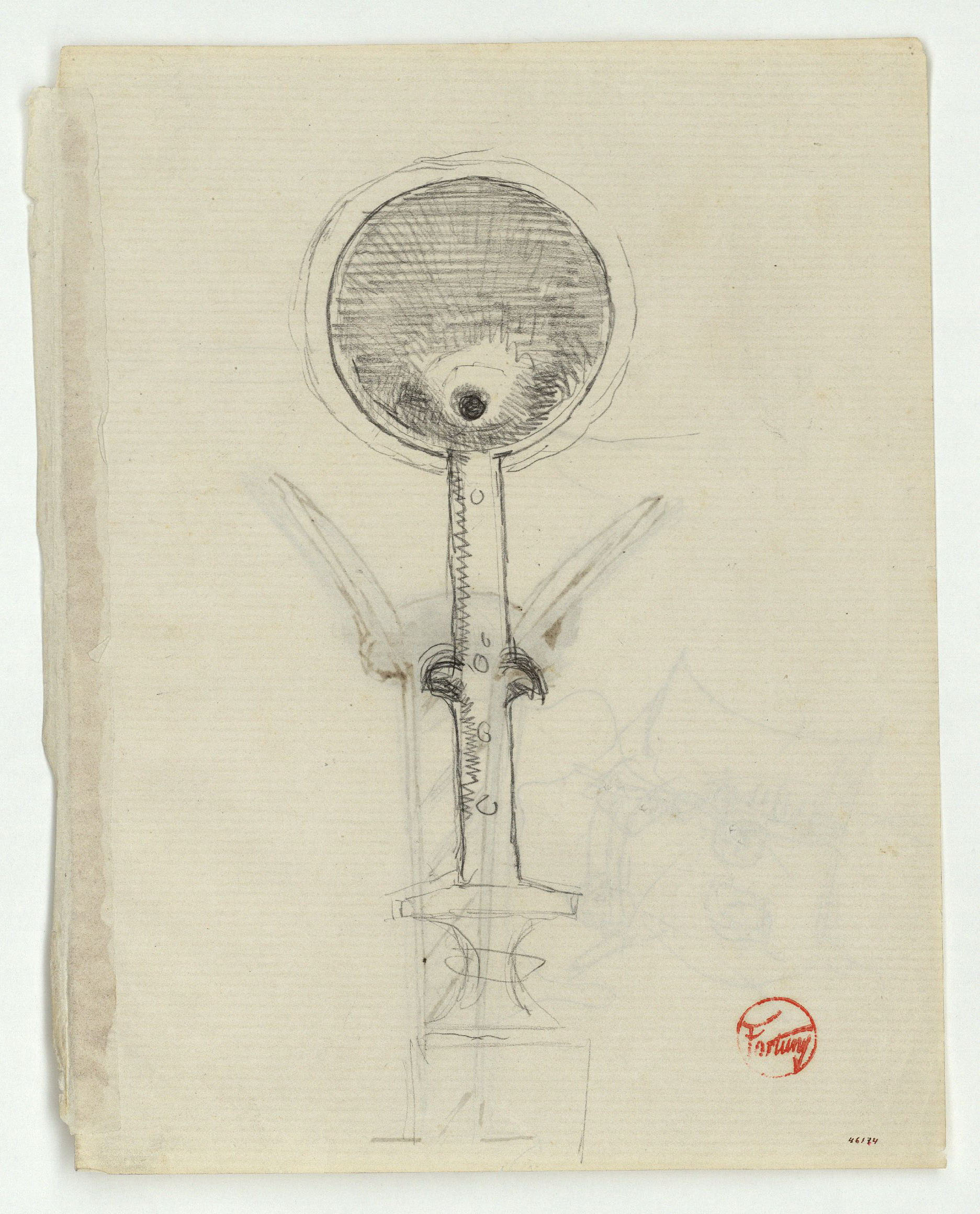 image for: Marià Fortuny - Pom de punyal (anvers) / Pom de punyal i altres esbossos (revers) - Cap a 1867-1872