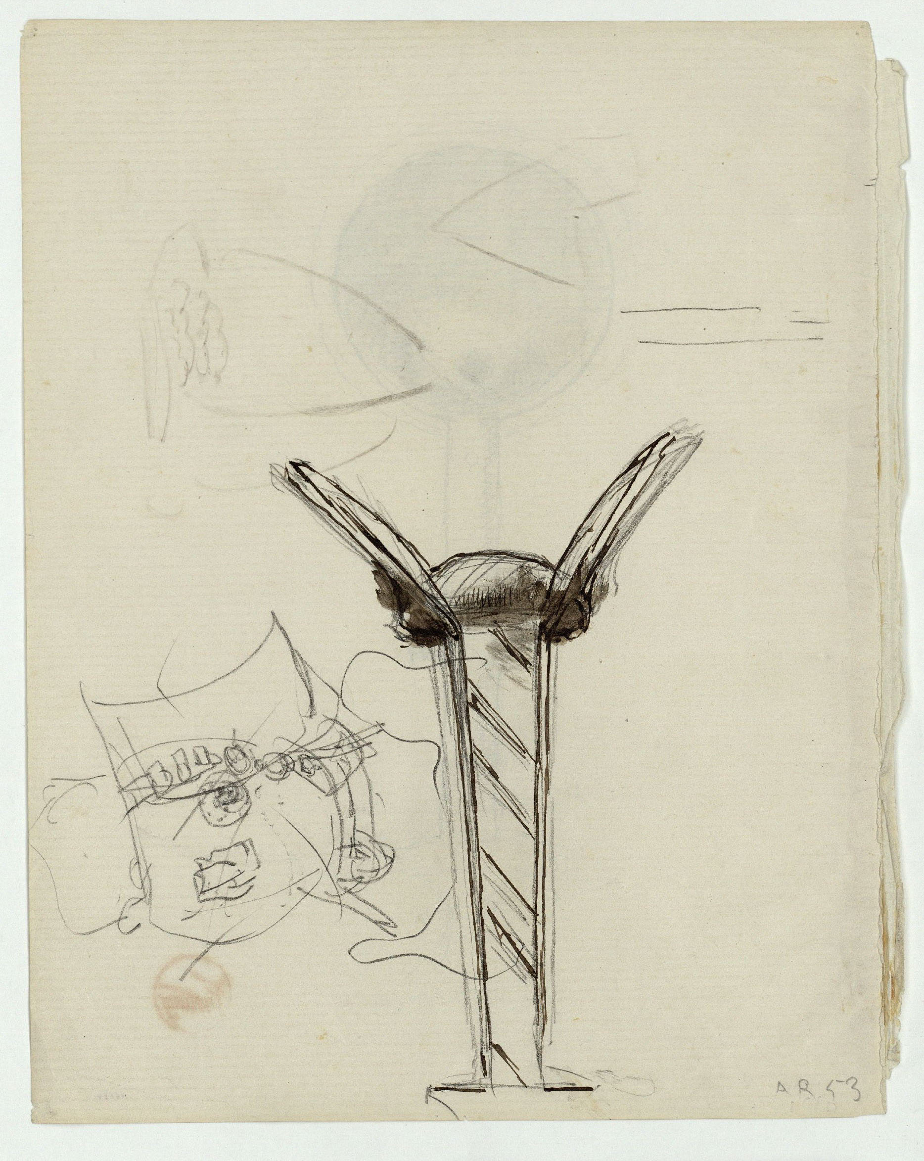 image for: Marià Fortuny - Pom de punyal (anvers) / Pom de punyal i altres esbossos (revers) - Cap a 1867-1872 [1]