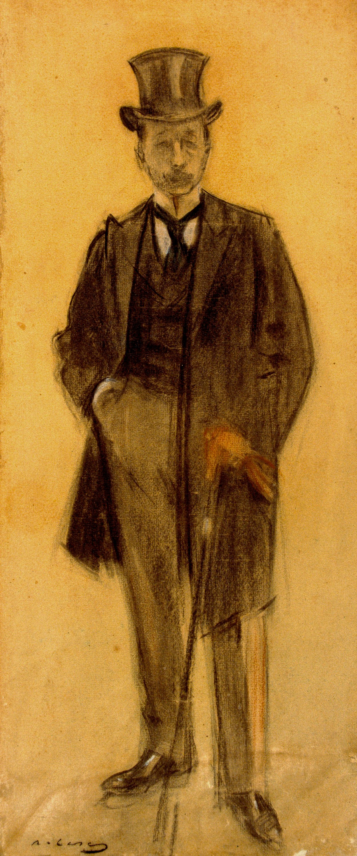image for: Ramon Casas - Retrat de Pere Coll i Rataflutis - Cap a 1897-1898
