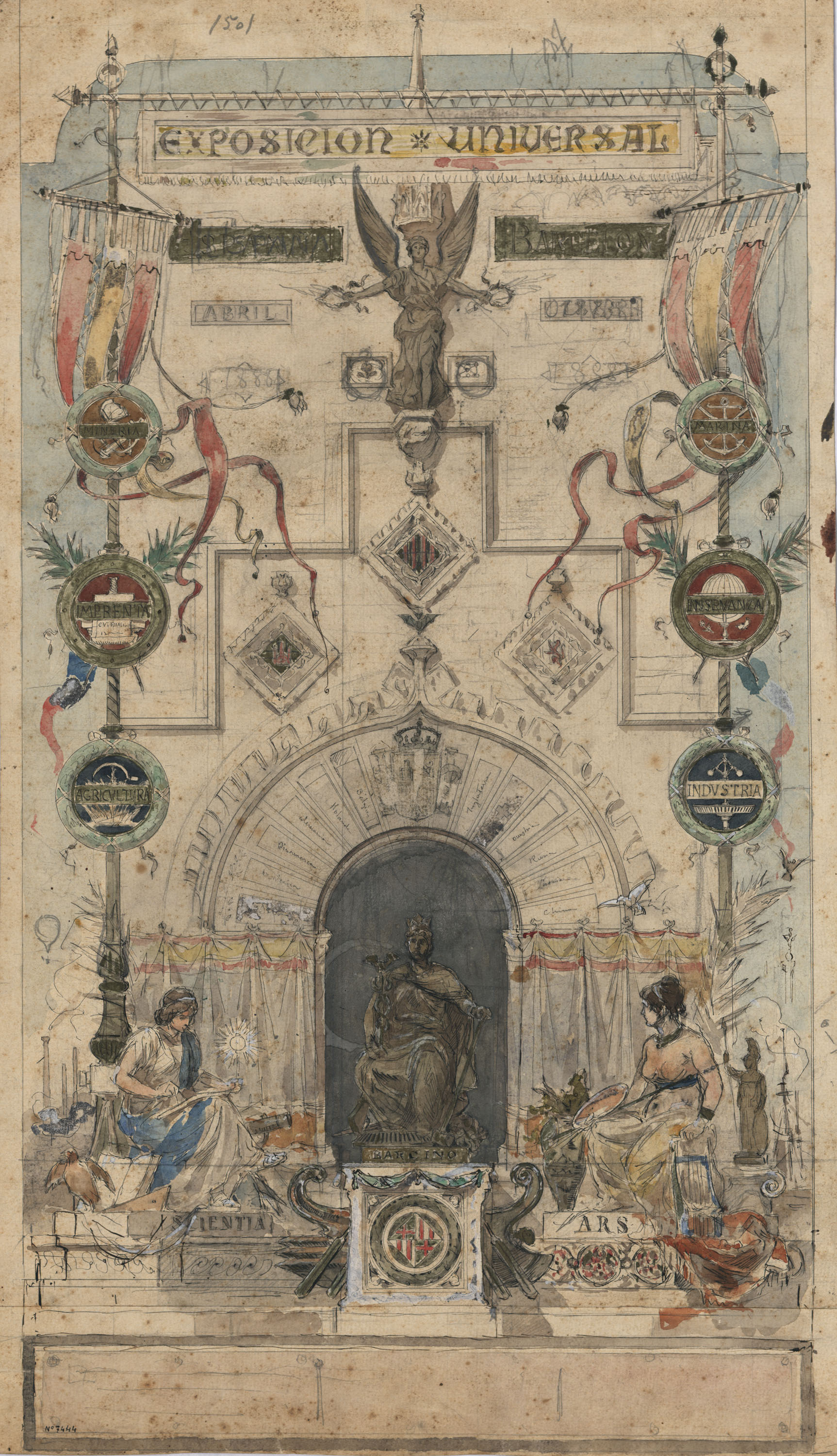 image for: Josep Lluís Pellicer - Projecte per al cartell de l'«Exposición Universal» de Barcelona - 1888