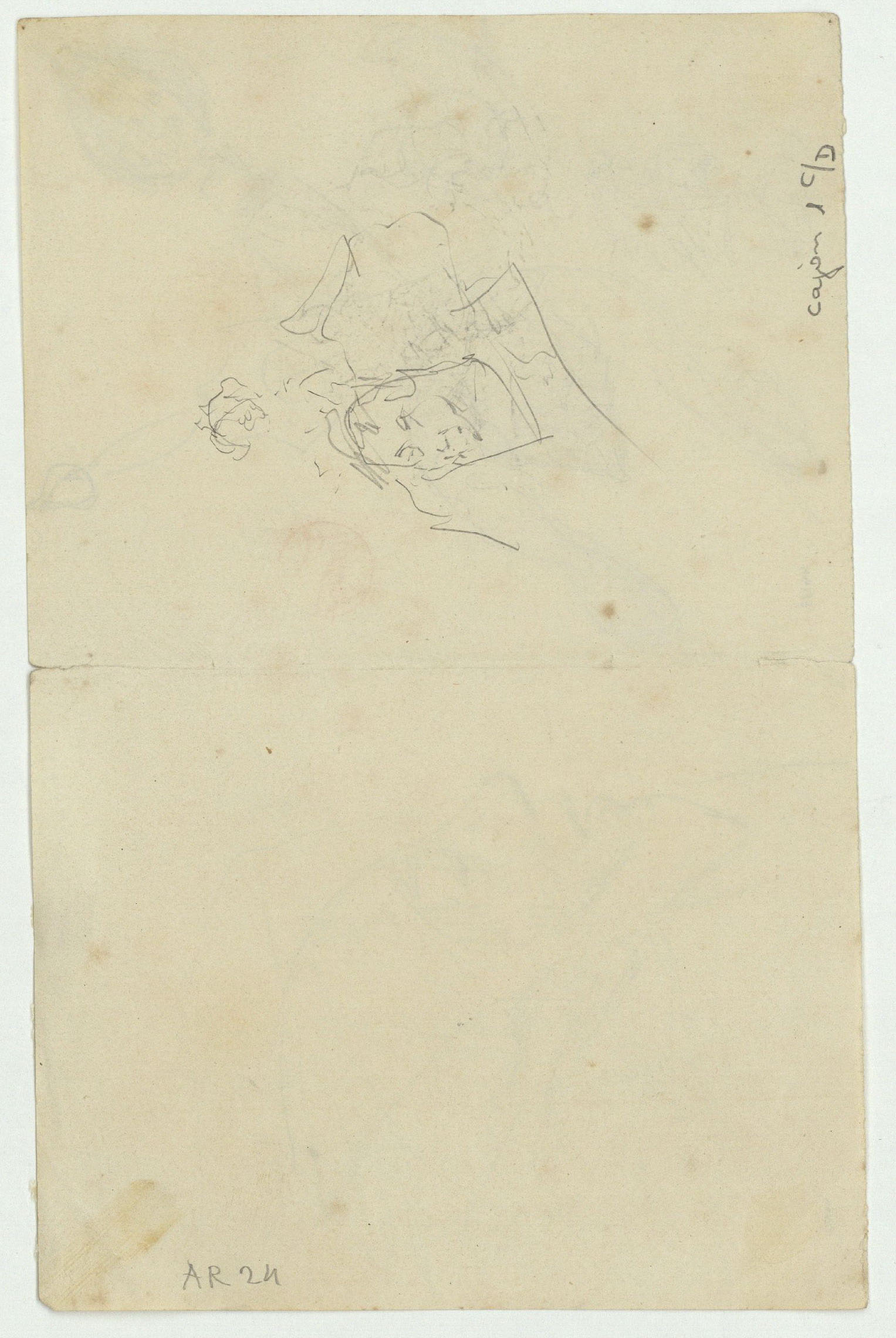 image for: Marià Fortuny - Espases d'estil musulmà i un cap (anvers) / Croquis inconcret (revers) - Cap a 1870-1872 [1]