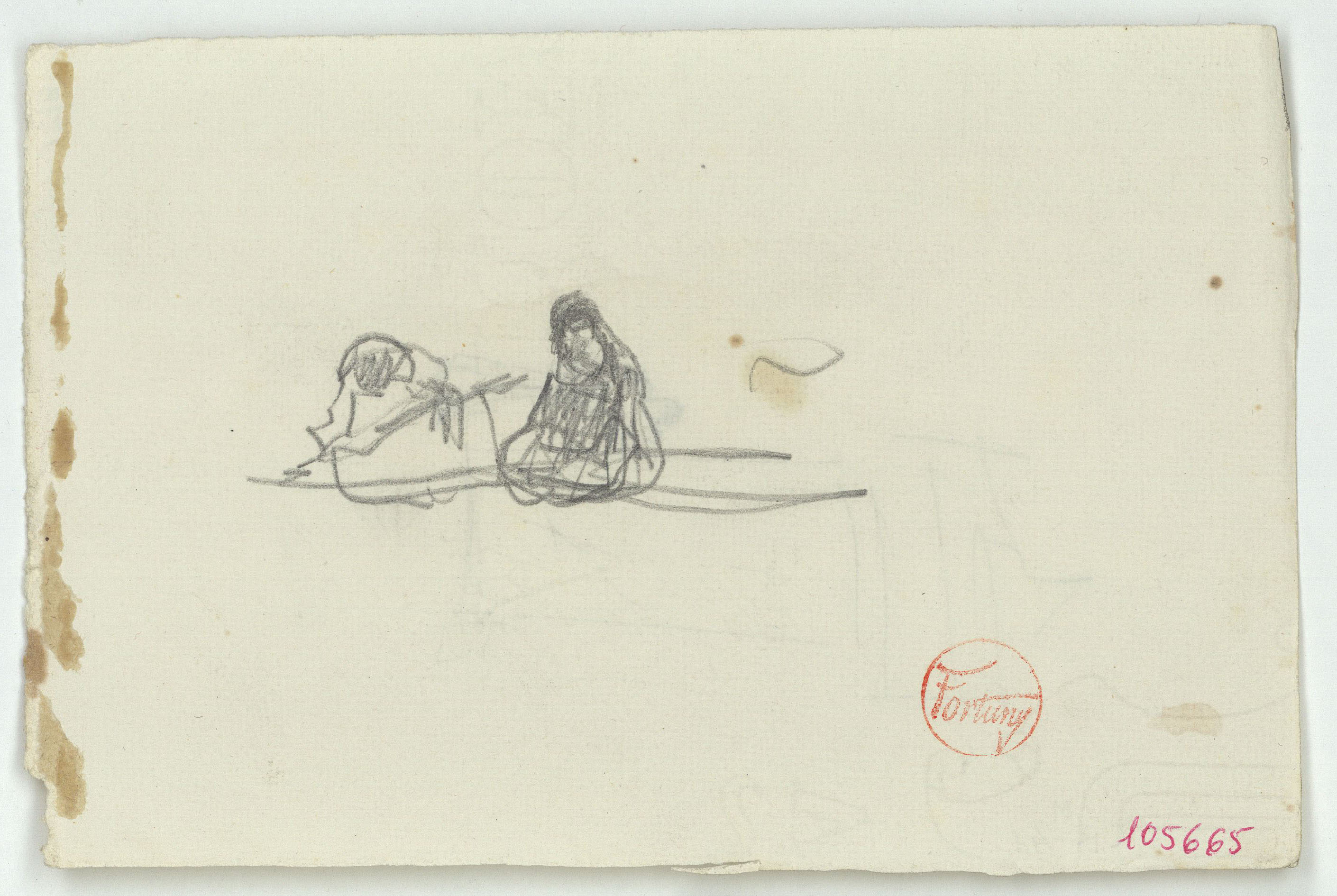 image for: Marià Fortuny - Croquis de marroquins (anvers) / Croquis d'una entrada i figura (revers) - Cap a 1860-1862