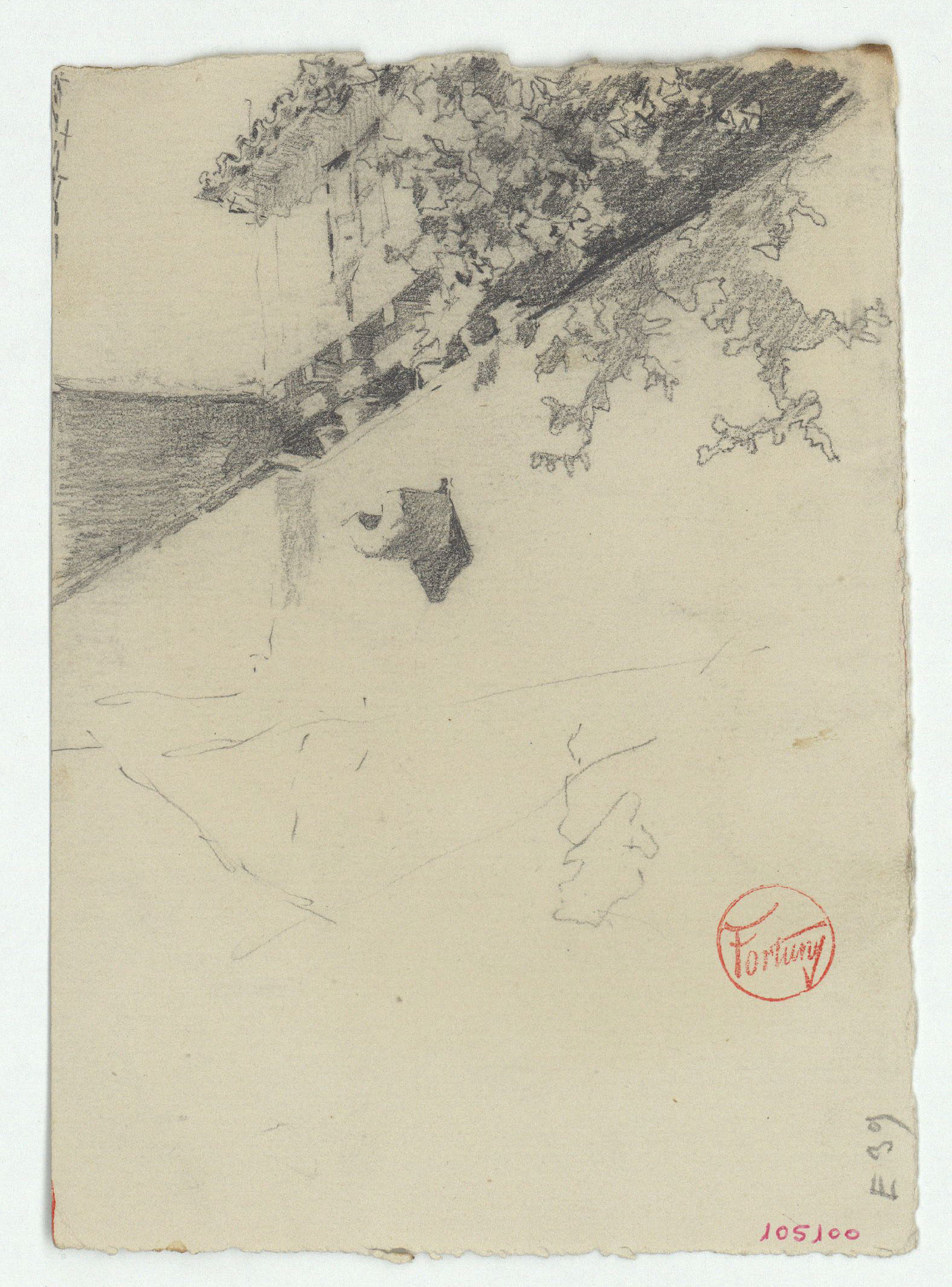 image for: Marià Fortuny - Estudi per al quadre «L'Ajuntament vell de Granada» (anvers) / Esbós de casa (revers) - Cap a 1872