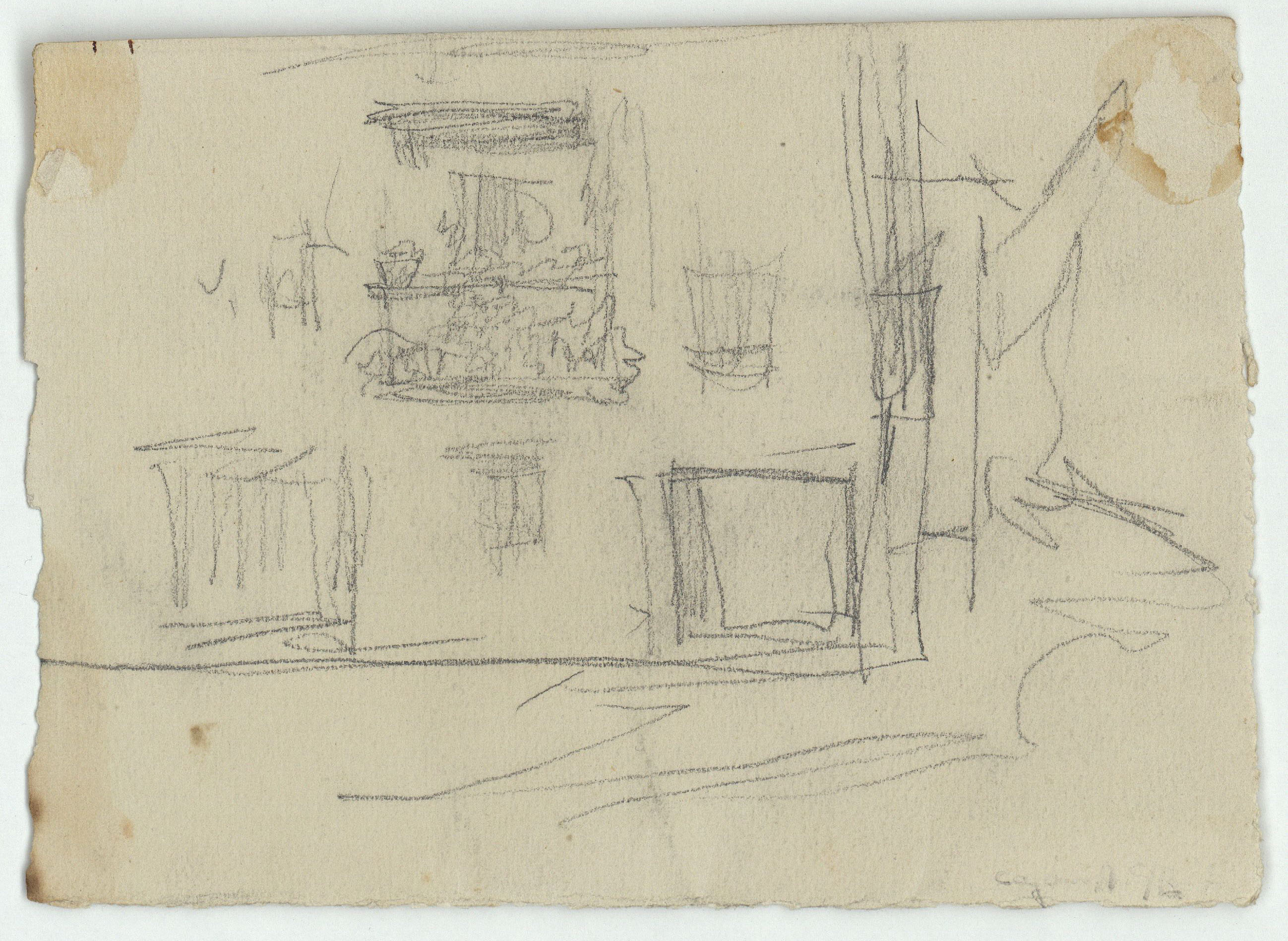 image for: Marià Fortuny - Estudi per al quadre «L'Ajuntament vell de Granada» (anvers) / Esbós de casa (revers) - Cap a 1872 [1]