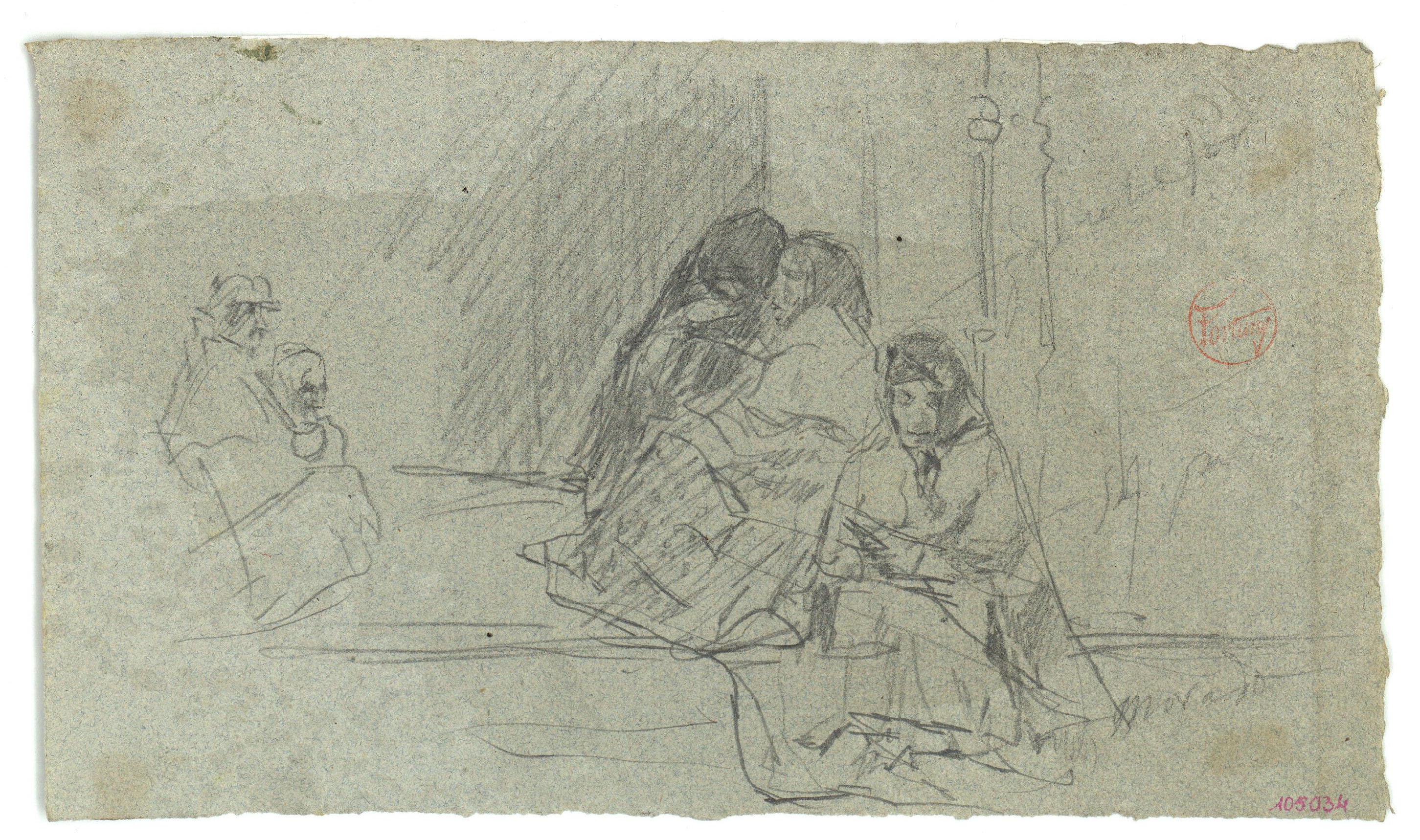 image for: Marià Fortuny - Dones assegudes a l'entrada d'una església - Cap a 1867-1872