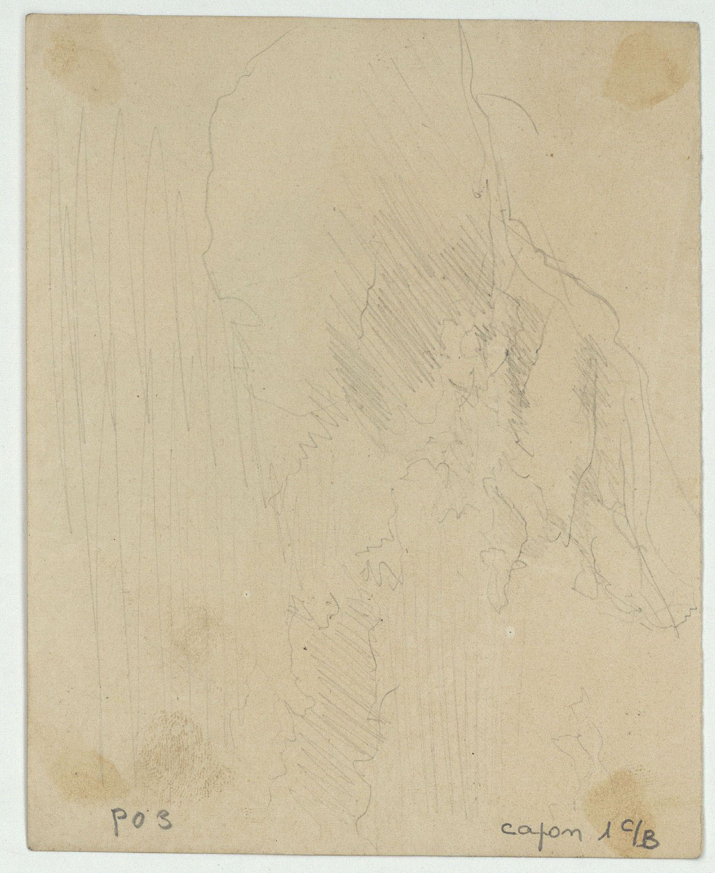 image for: Marià Fortuny - Retrat d'un papa (anvers) / Croquis inconcret (revers) - Cap a 1863-1867 [1]