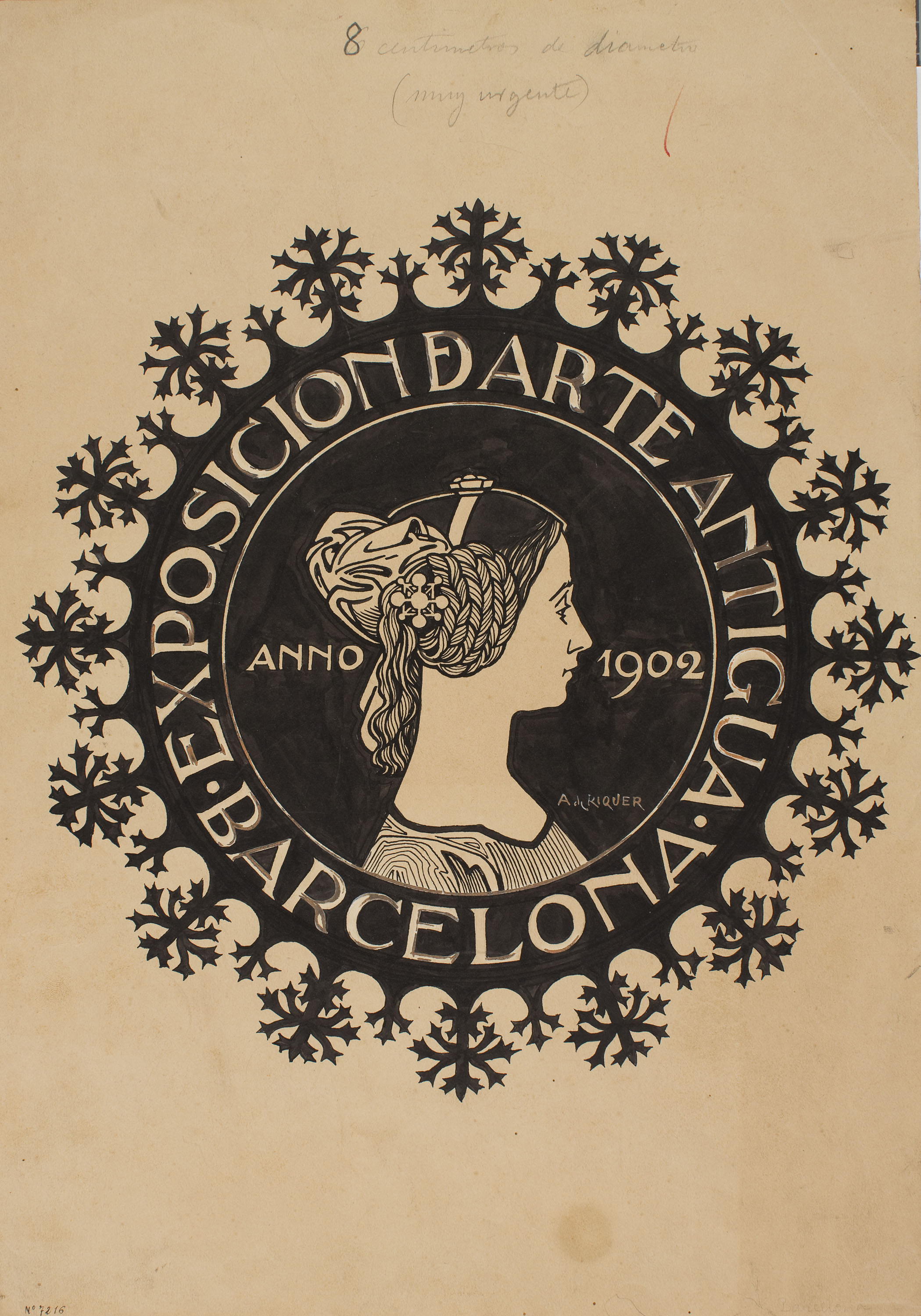 image for: Alexandre de Riquer - Projecte de segell per a l'Exposició d'Art Antic de 1902 - Cap a 1902