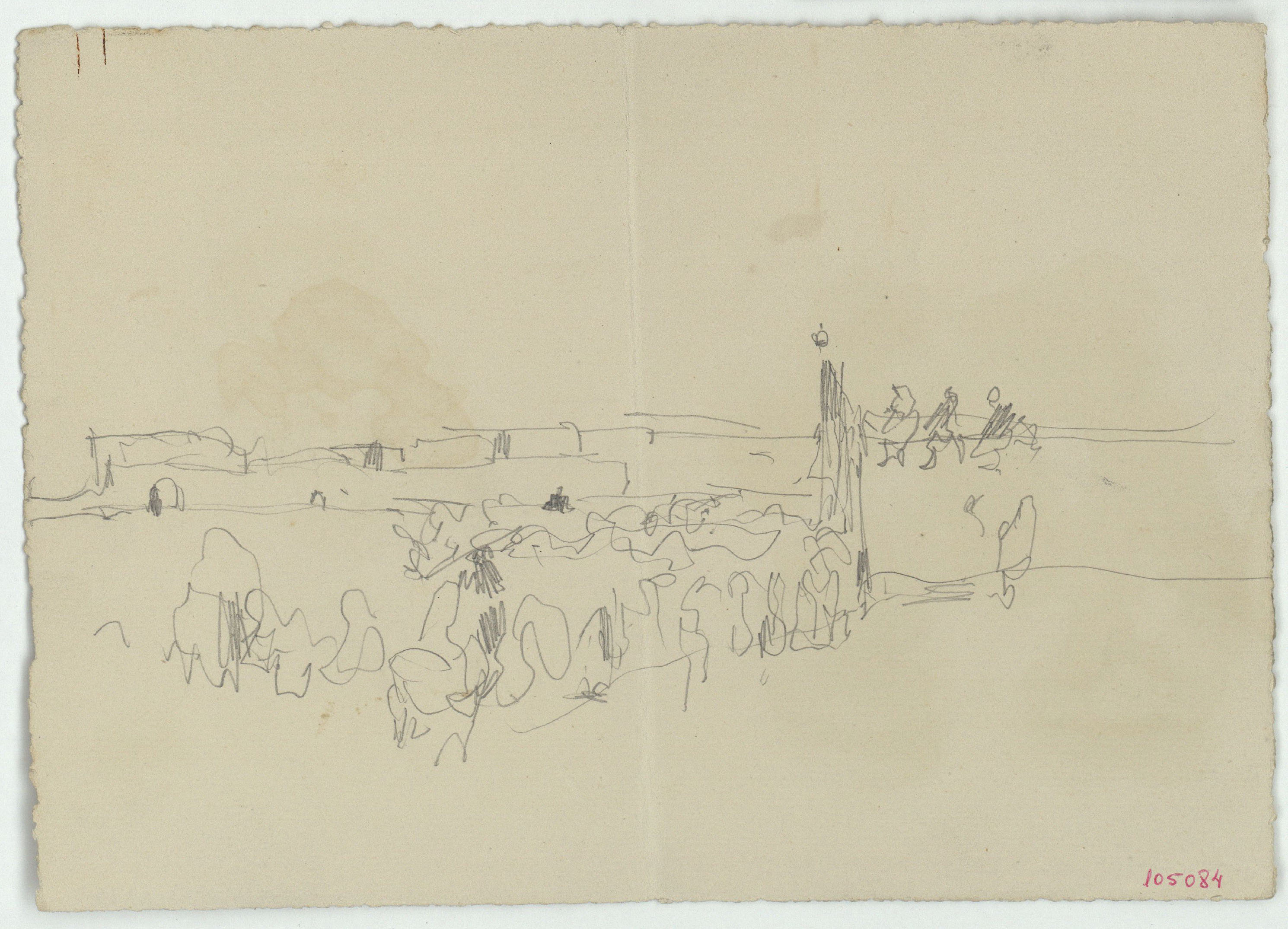 image for: Marià Fortuny - Croquis de figures (anvers) / Poblat amb figures (revers) - Cap a 1860-1862 [1]