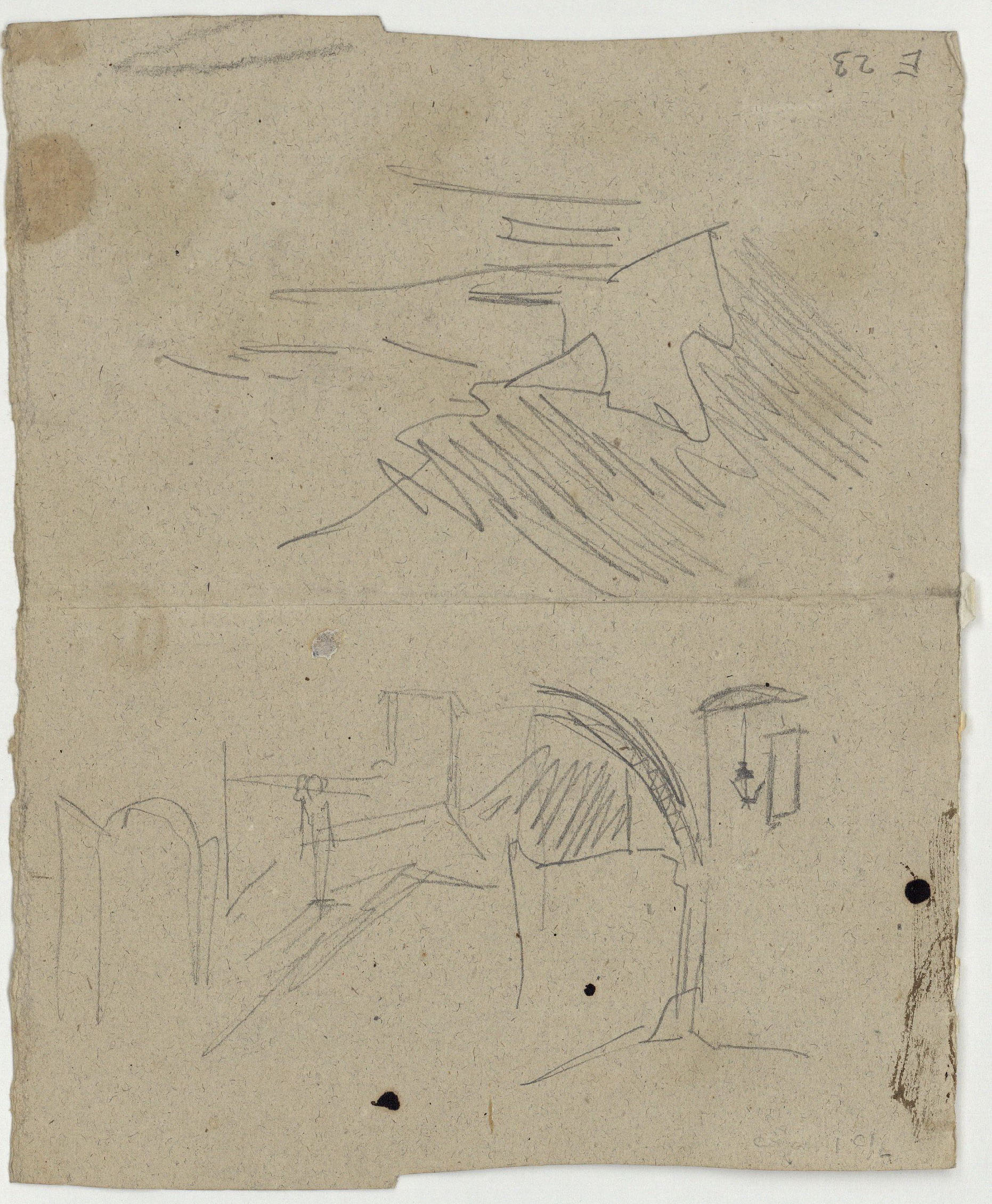 image for: Marià Fortuny - Esbós d'un carrer (anvers) / Croquis inconcret i esbós d'un carrer (revers) - Cap a 1871 [1]