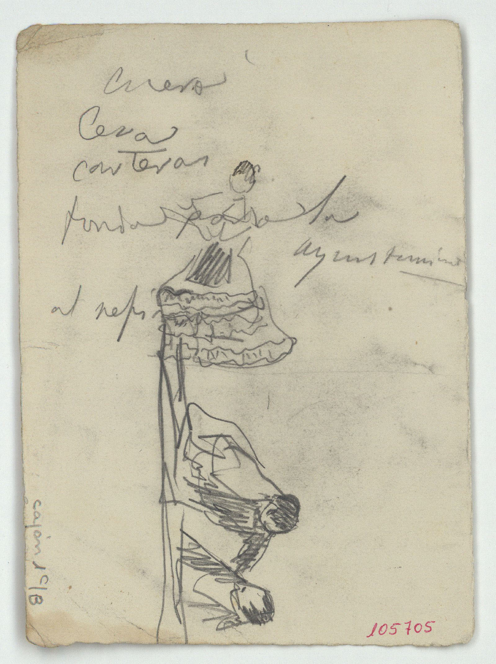 image for: Marià Fortuny - Gitana i altres figures (anvers) / Croquis inconcret (revers) - Cap a 1870-1872