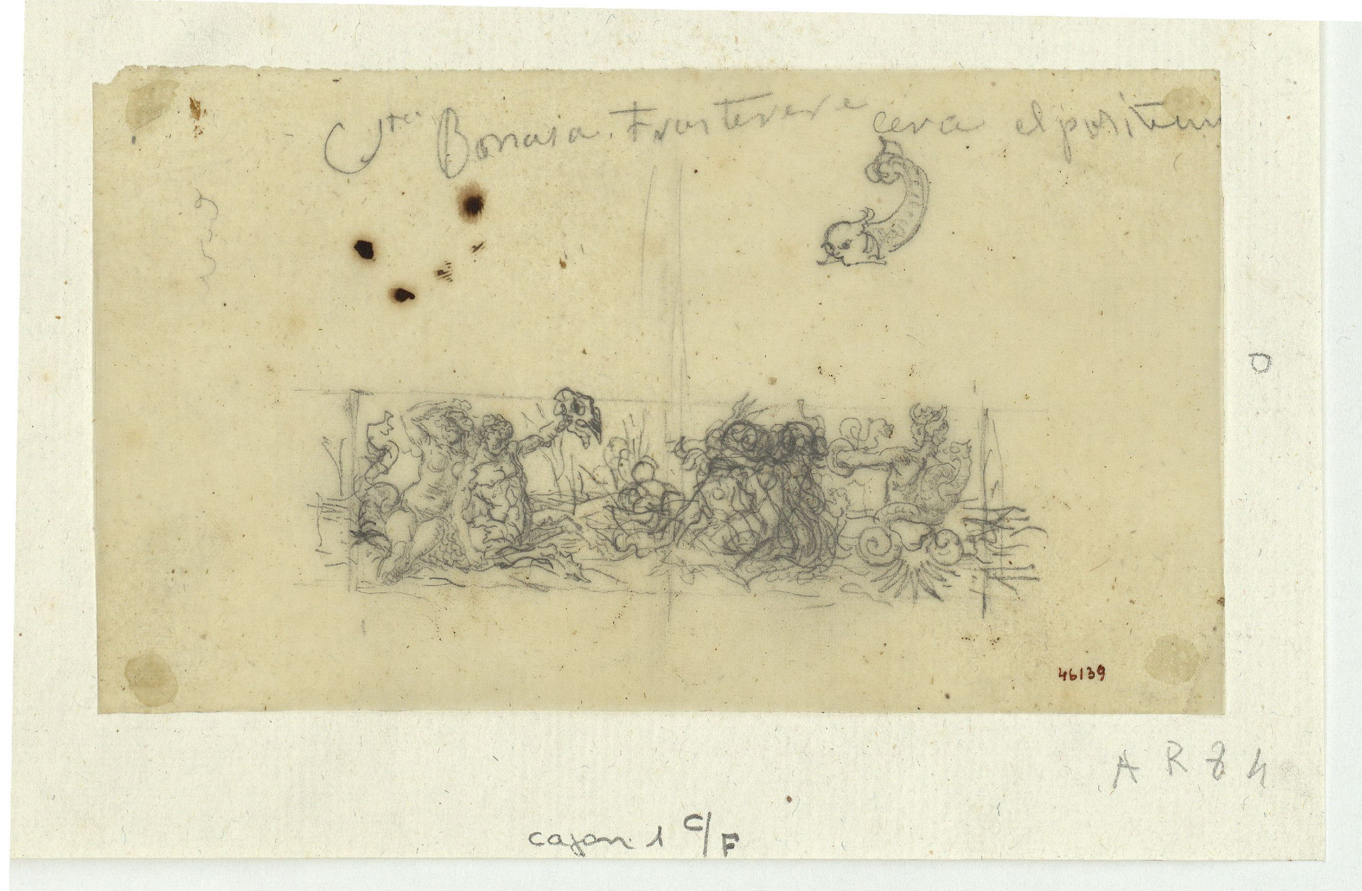 image for: Marià Fortuny - Calc de motiu ornamental d'estil renaixentista - Cap a 1863-1872