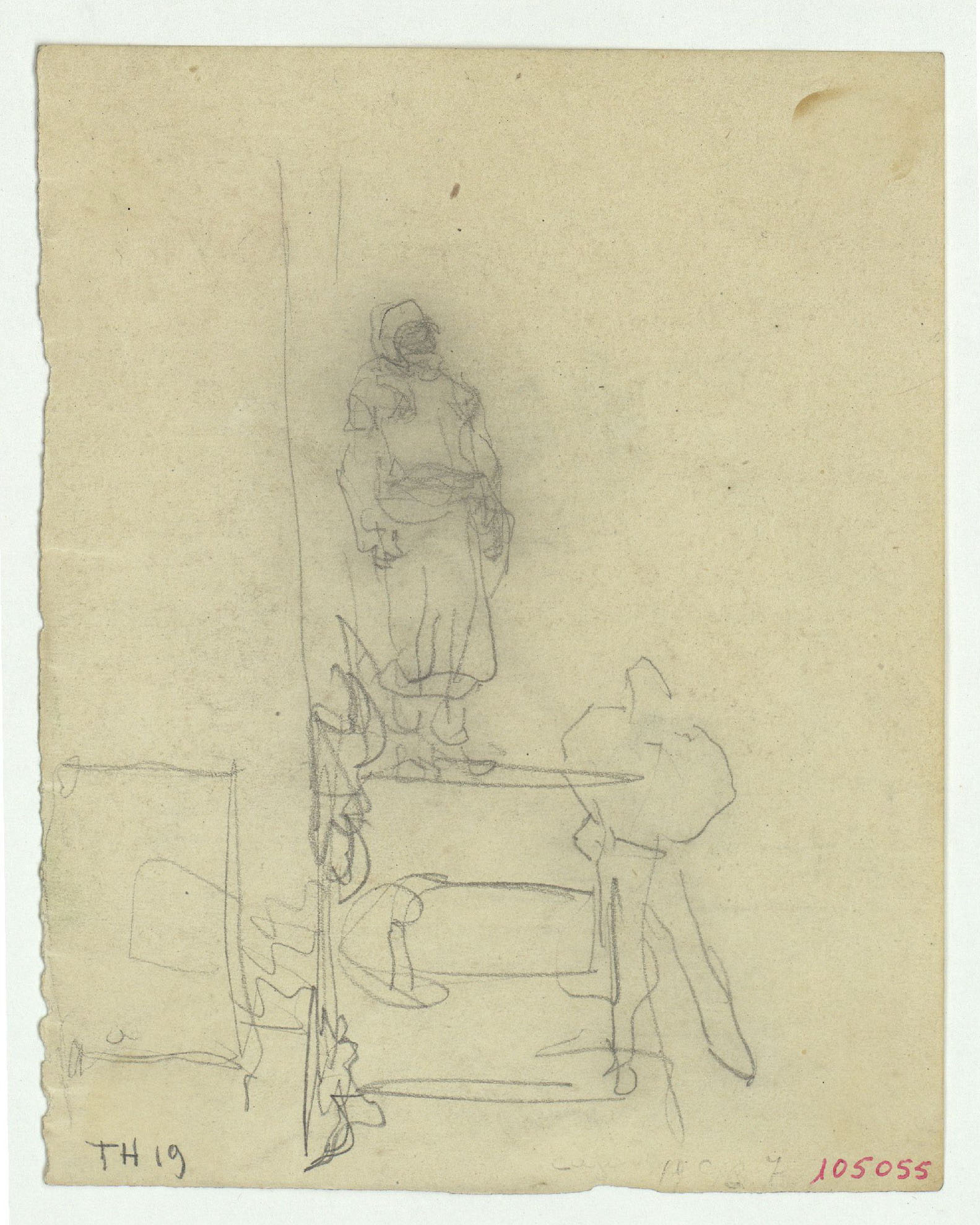 image for: Marià Fortuny - Figures assegudes (anvers) / Croquis de figures masculines (revers) - Cap a 1863-1865 [1]