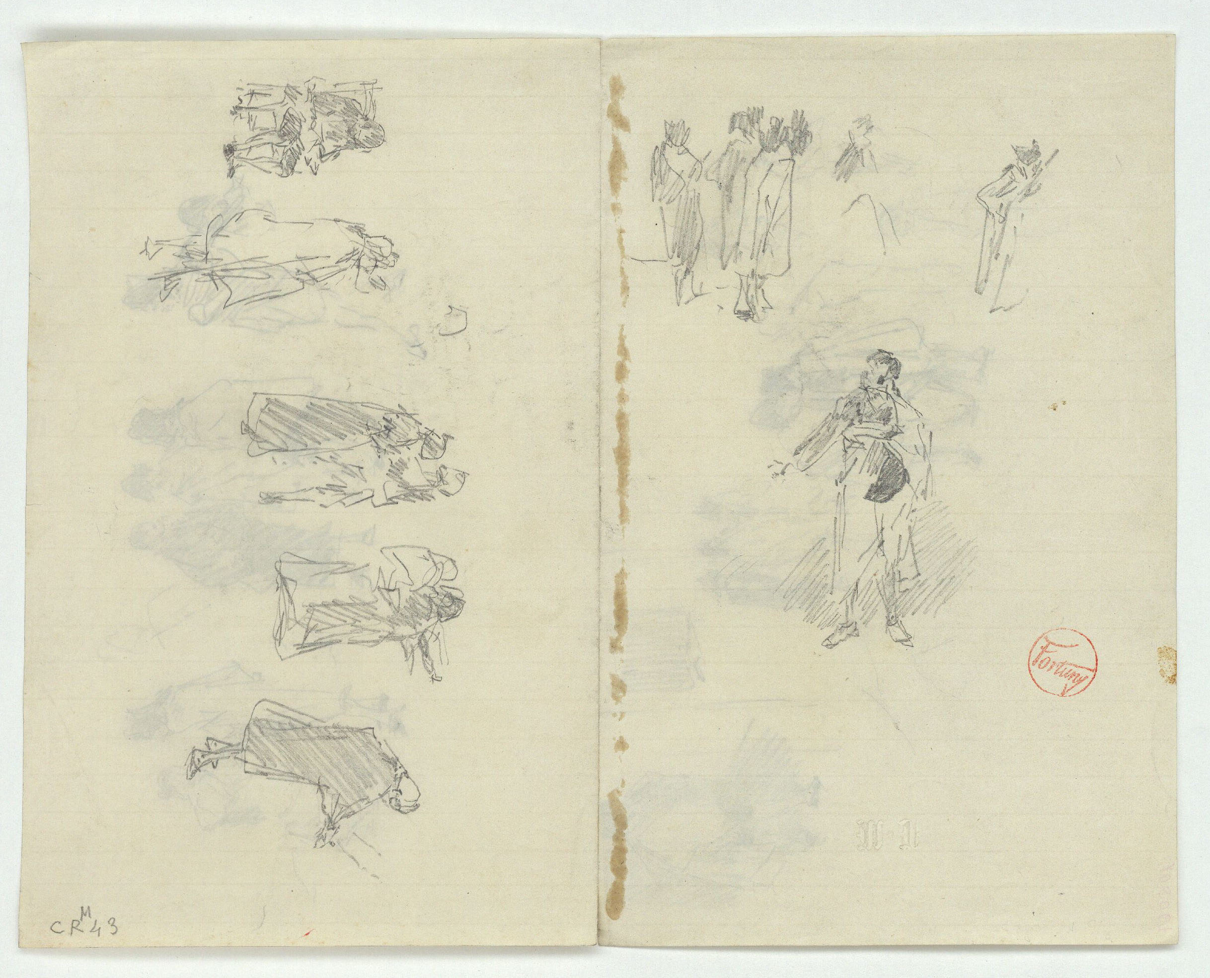 image for: Marià Fortuny - Figures amb capes i bicorns (anvers) / Grups de figures (revers) - Cap a 1870-1872 [1]