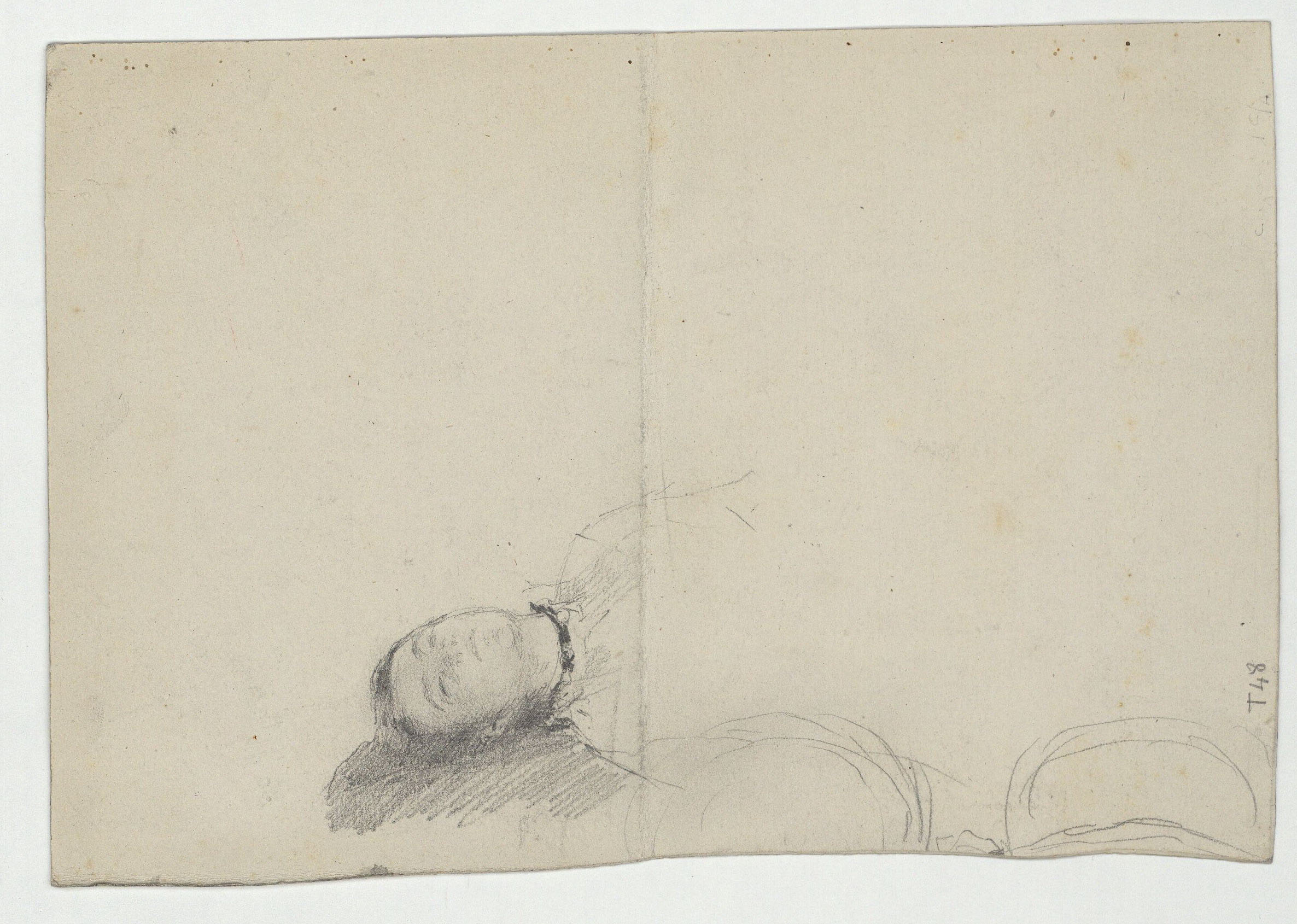 image for: Marià Fortuny - Paisatge urbà i croquis inconcret (anvers) / Cap de dona adormida (revers) - Cap a 1871 [1]