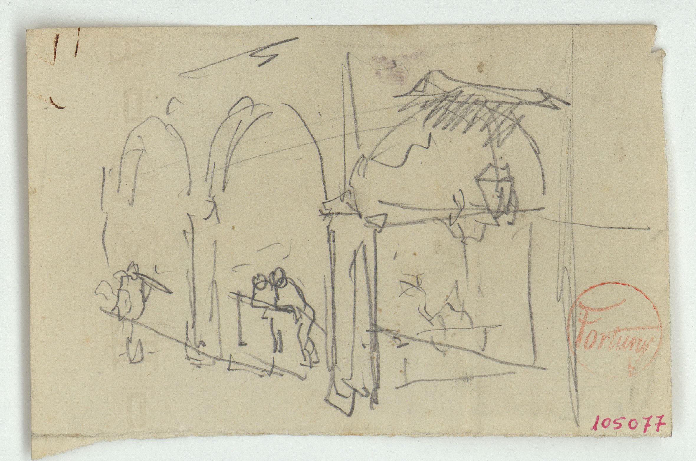 image for: Marià Fortuny - Porxada amb figures - Cap a 1867-1872