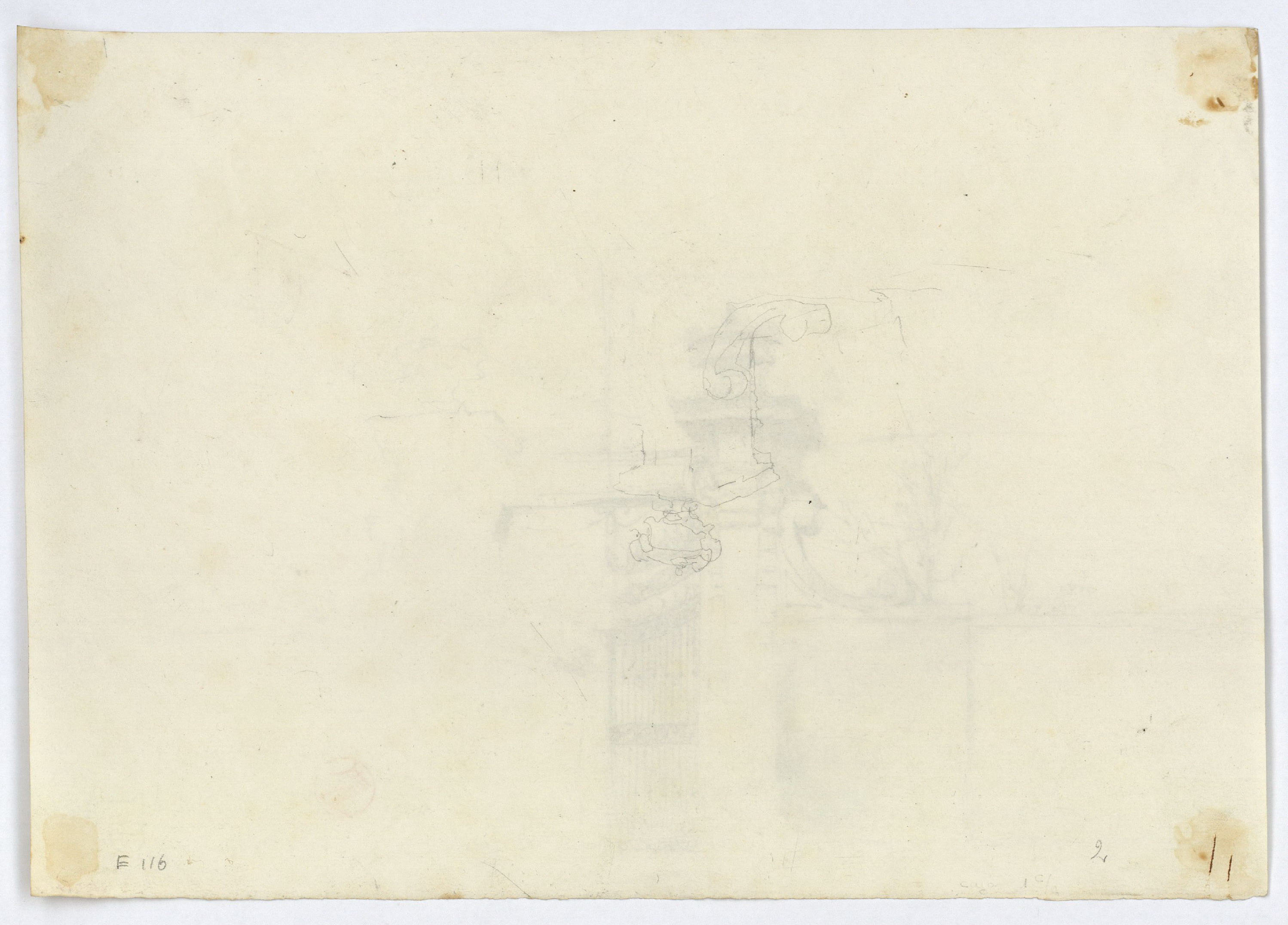 image for: Marià Fortuny - Detall de l'entrada de «villa» Torlonia (anvers) / Esbós del coronament de l'entrada de «villa» Torlonia (revers) - Cap a 1863-1867 [1]