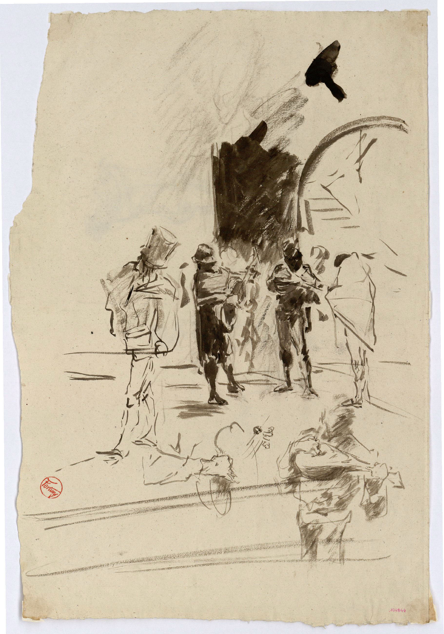 image for: Marià Fortuny - Estudi per al gravat «Ronda nocturna» (anvers) / Estudi per al quadre «L'elecció de la model» (revers) - Cap a 1863-1865